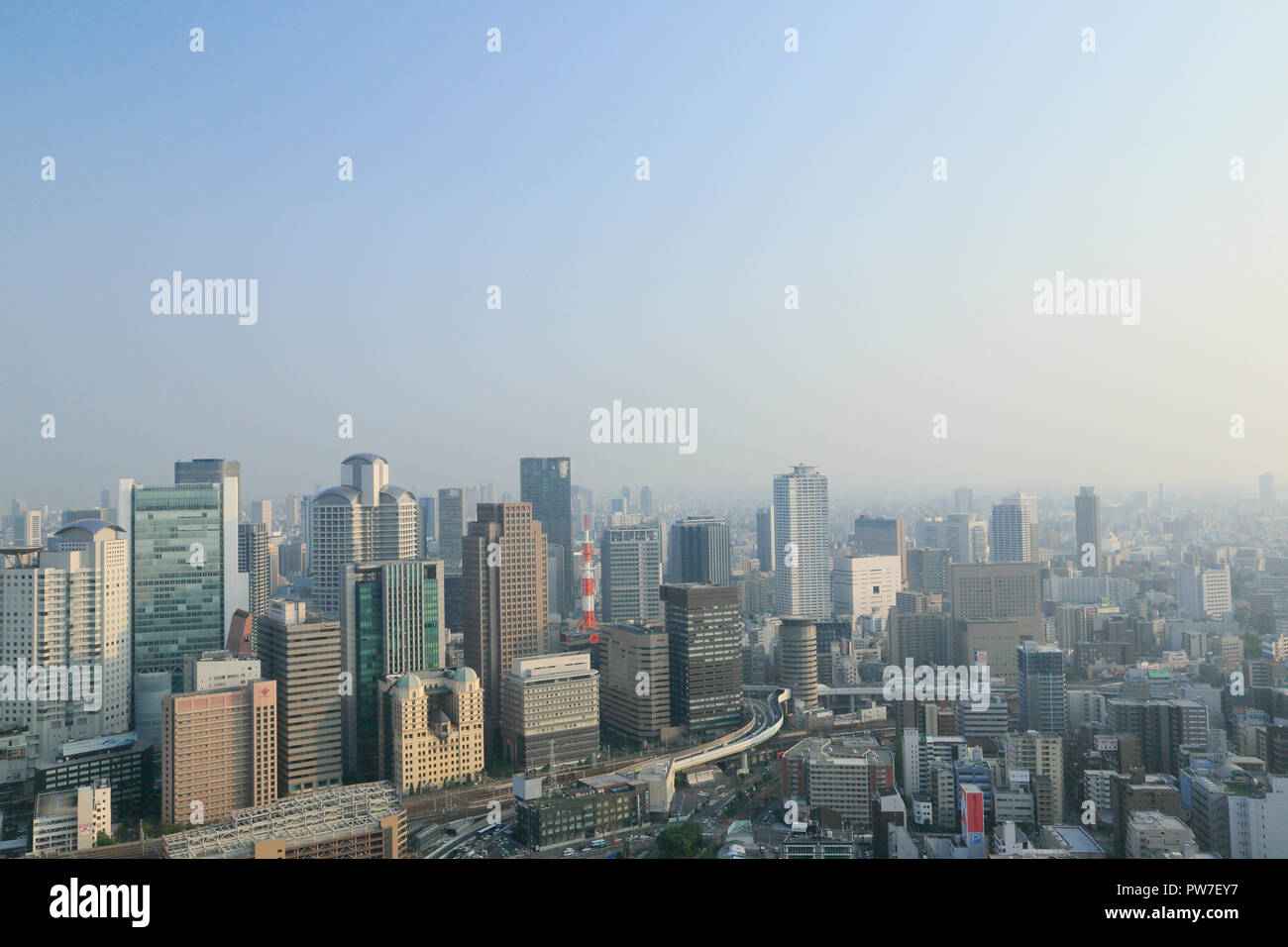Osaka city desiring from the Umeda Sky Building Stock Photo