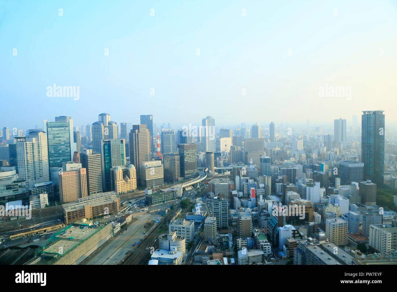 Osaka city desiring from the Umeda Sky Building Stock Photo