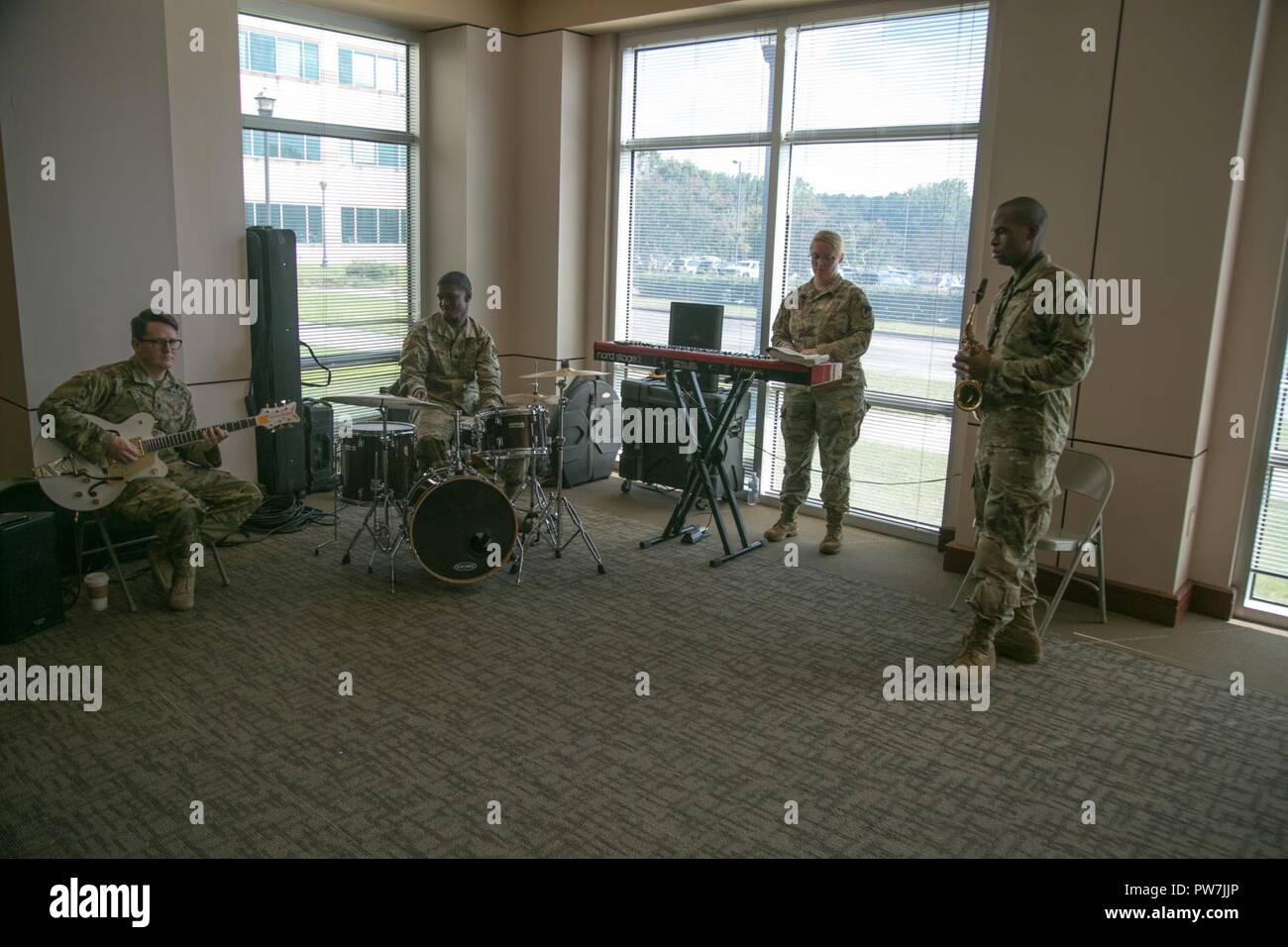Members of the Army Materiel Command's Band perform during the Hispanic-American Heritage Month Observance Sept. 25, 2017 at Redstone Arsenal, Alabama. The guest speaker for the event was Christine Chavez, granddaughter of labor leader and civil rights activist Cesar Chavez. Stock Photo