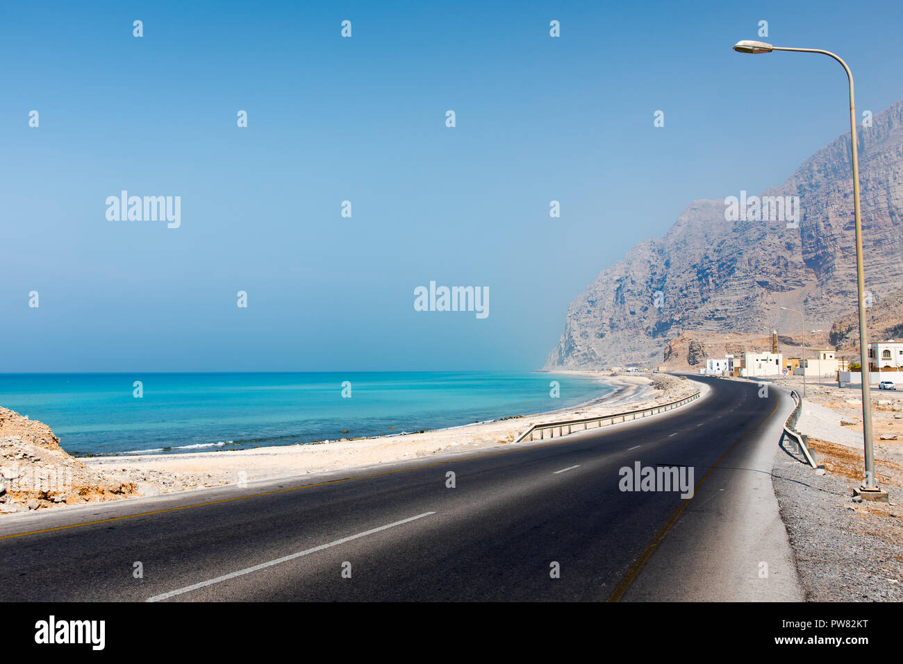 Scenic Khasab Coastal road in Musandam Governorate of Oman Stock Photo
