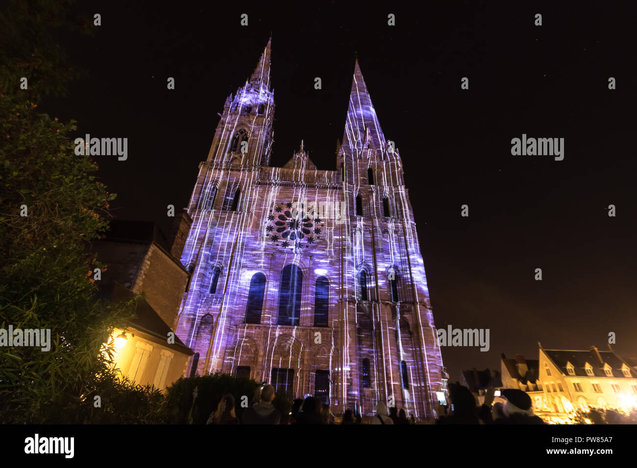 Chartres Light Building facade light festival Chartres in France Stock Photo - Alamy