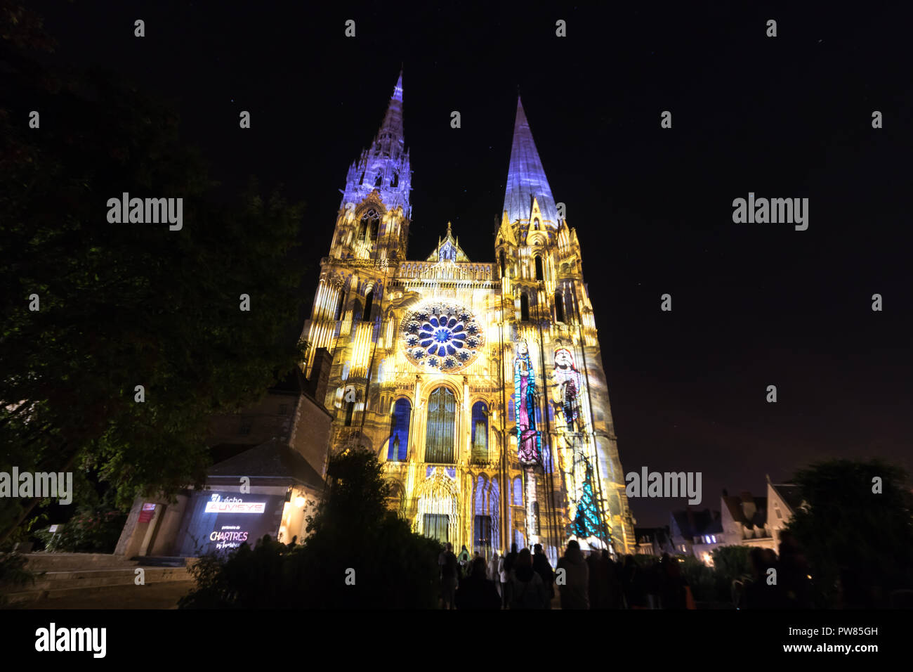 Chartres Light Building facade light festival Chartres in France Stock Photo - Alamy