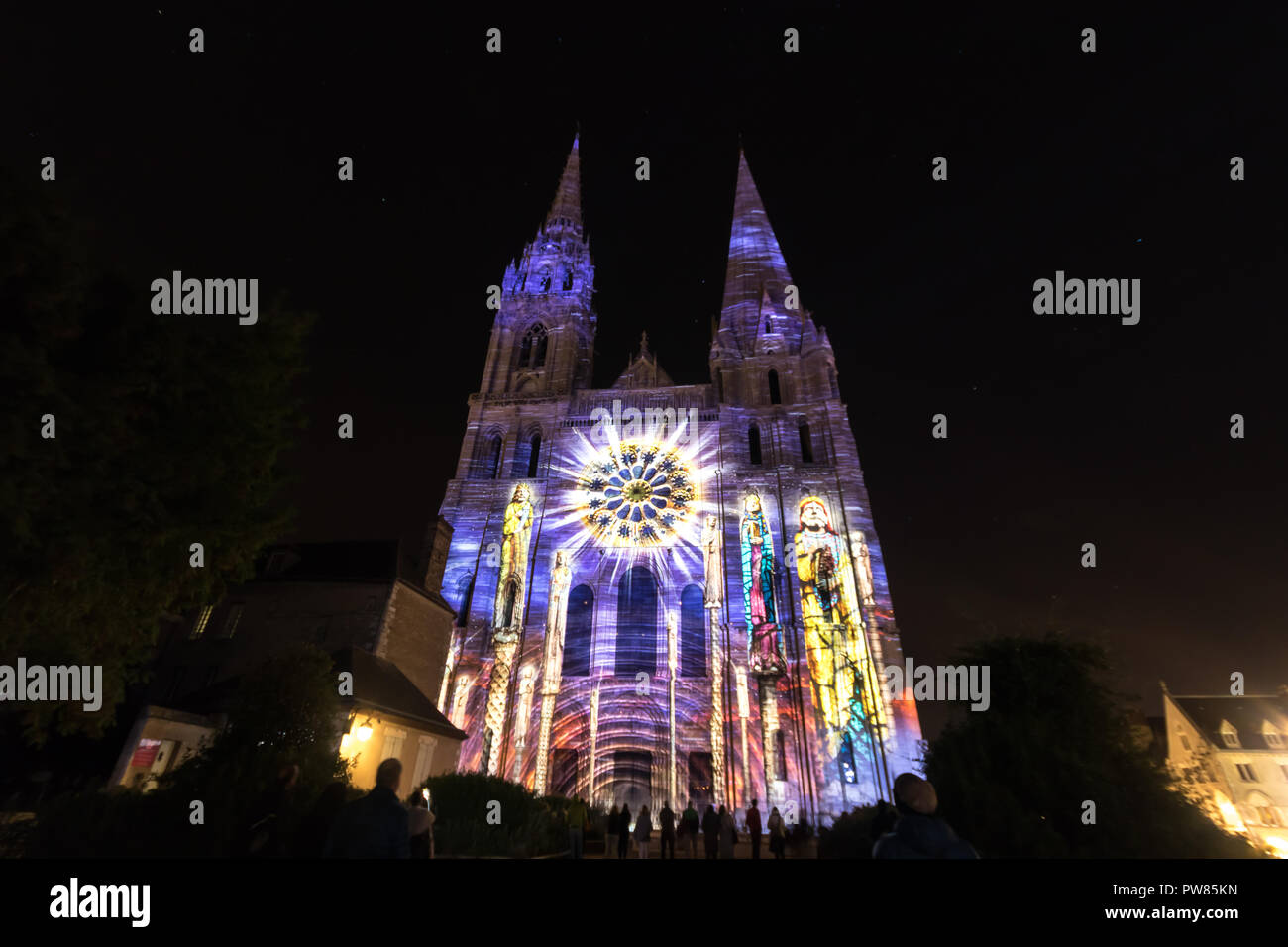 Chartres Light Building facade light festival Chartres in France Stock Photo - Alamy