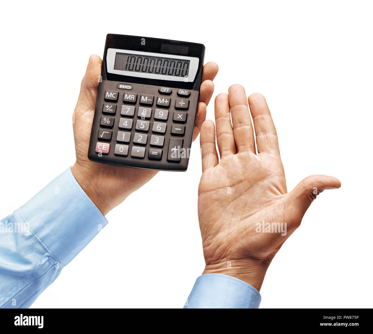 Closeup Of Male Hand Holding Five Fingers Up High-Res Stock Photo