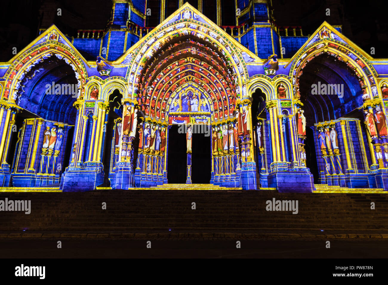 Chartres Light Building facade light festival Chartres in France Stock Photo - Alamy