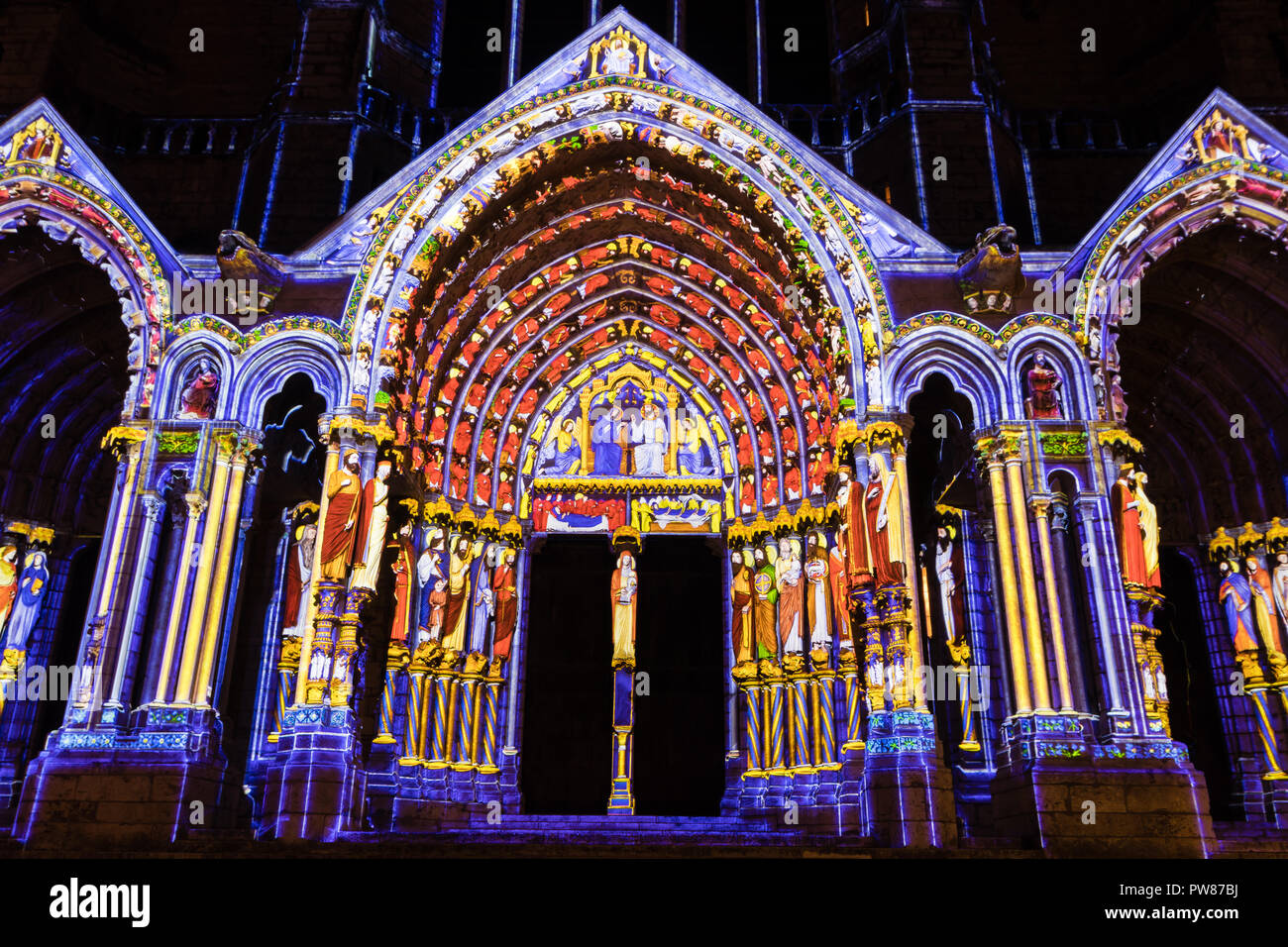 Chartres Light Building facade light festival Chartres in France Stock Photo - Alamy