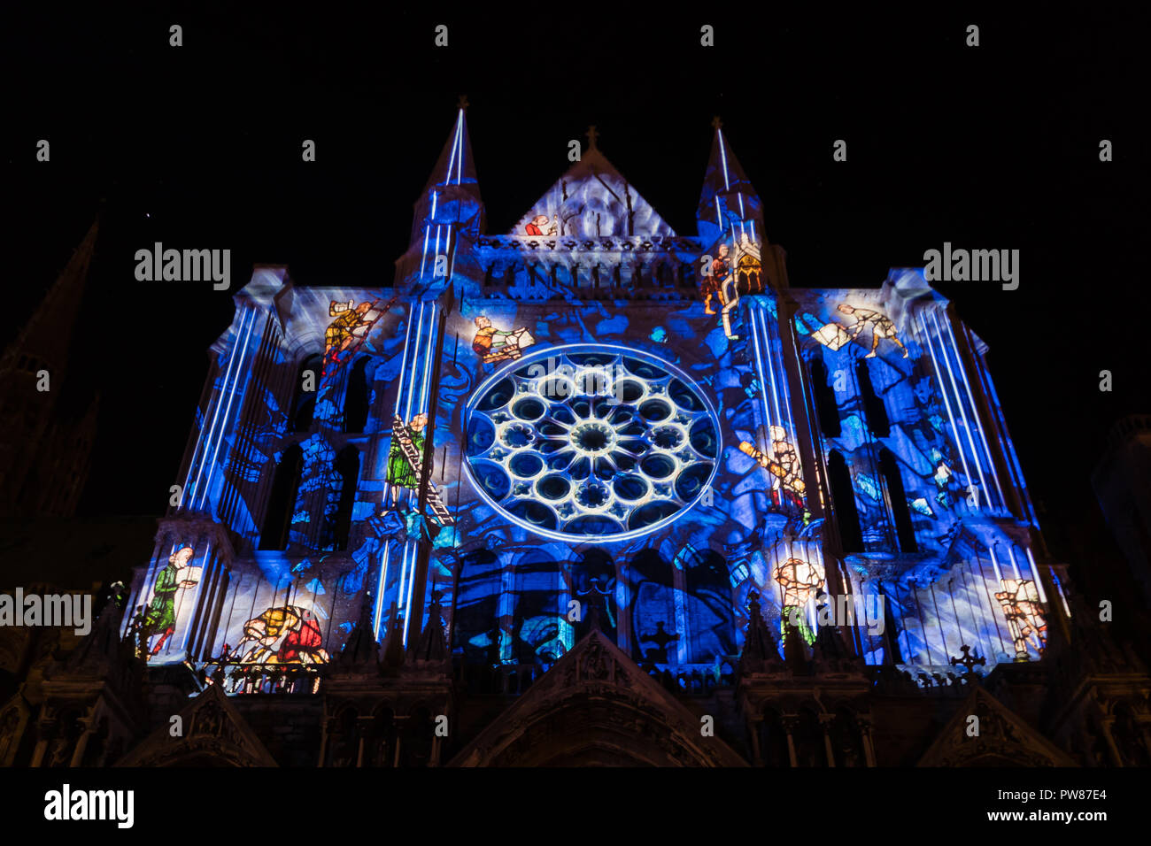 Chartres Light Building facade light festival Chartres in France Stock Photo - Alamy