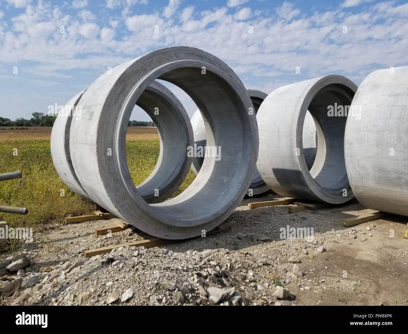 Pipes ready for installation by contractors in St. Joseph, Mo Stock