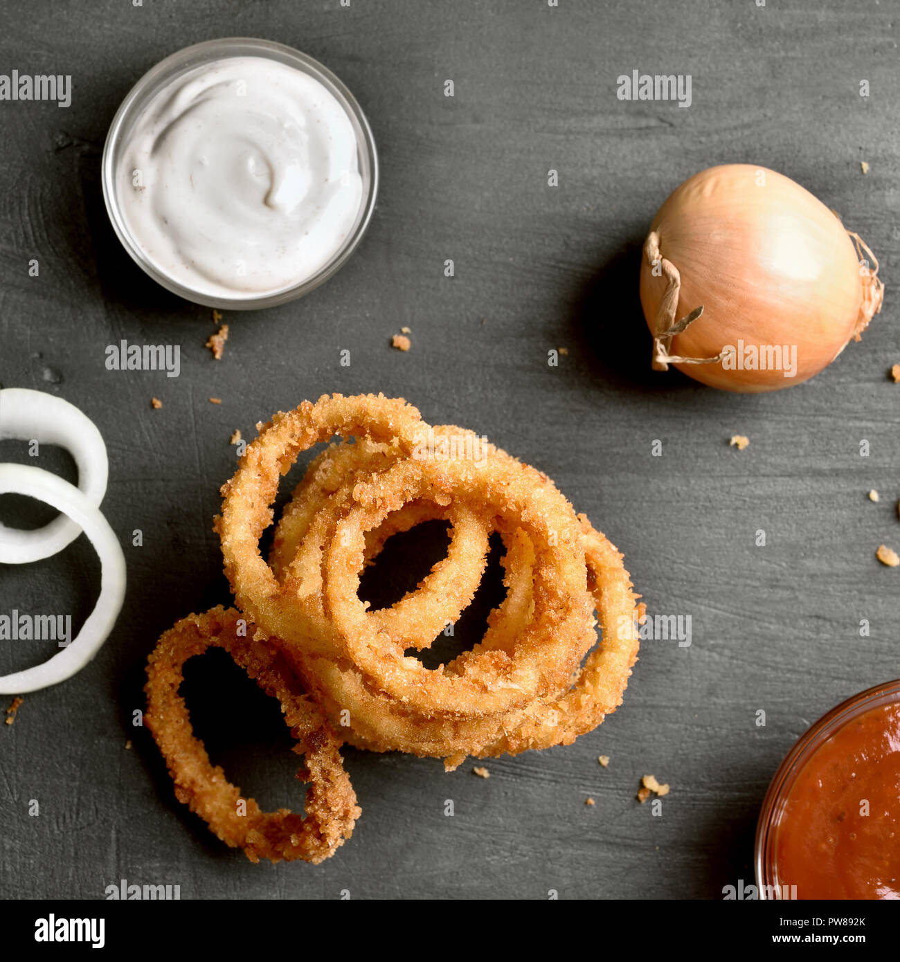 Covered with onion rings hi-res stock photography and images - Alamy