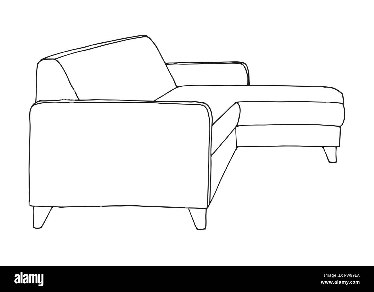 Sofa isolated on white background. Vector illustration in a sketch style Stock Vector Image
