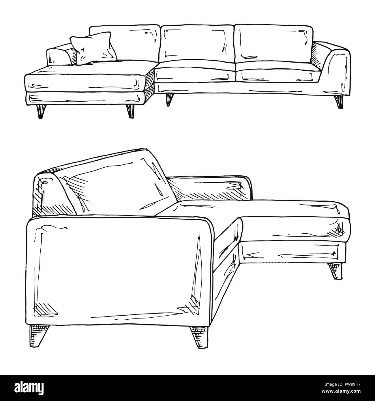 Line Drawing Single Sofa Illustration PNG Images | PSD Free Download -  Pikbest