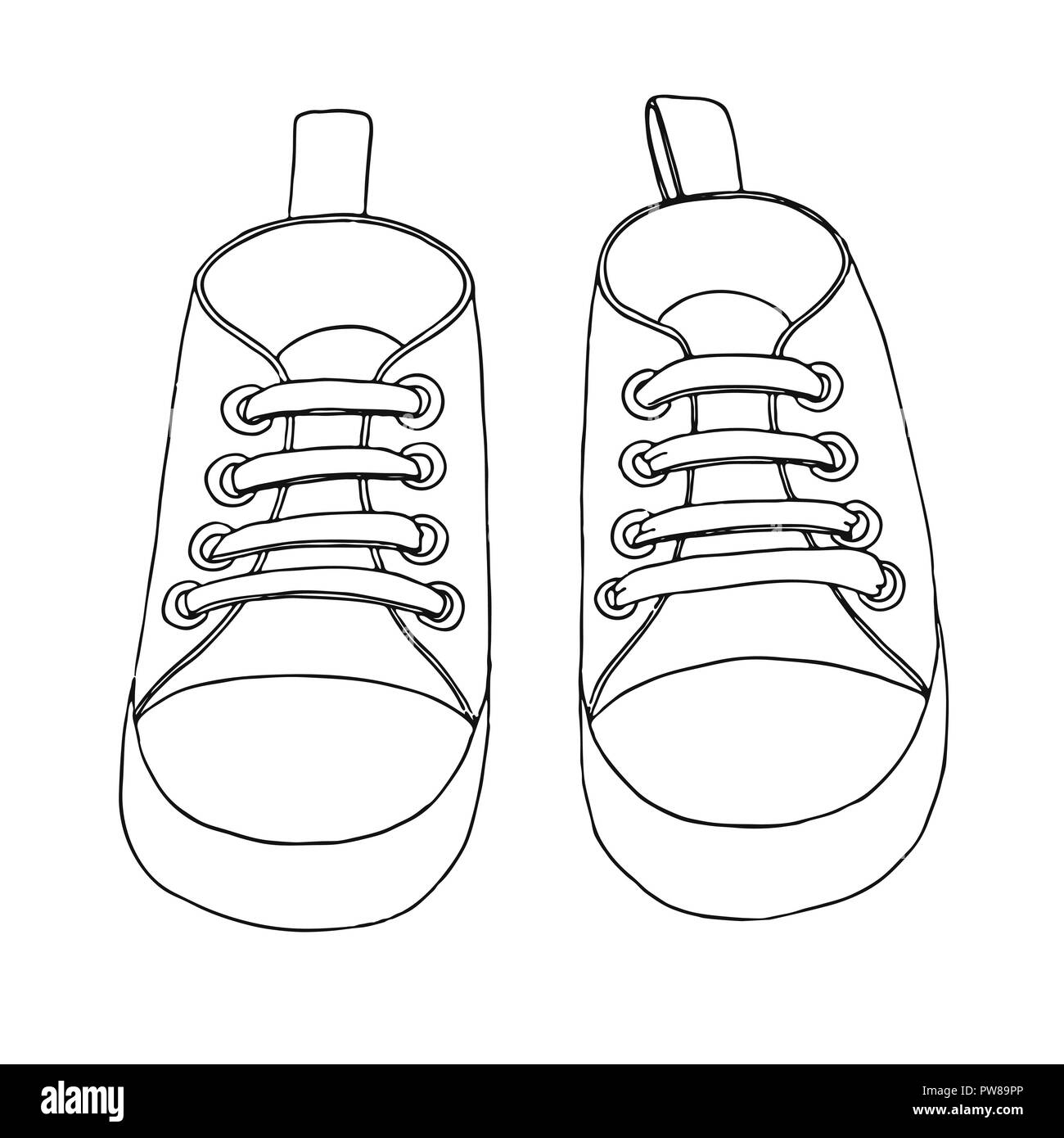 Sketch Of Sneakers For A Baby A Pair Of Shoes Isolated On A White Background Vector Illustration Stock Vector Image Art Alamy An old pair of shoes is a song recorded by american country music artist randy travis. https www alamy com sketch of sneakers for a baby a pair of shoes isolated on a white background vector illustration image222074126 html