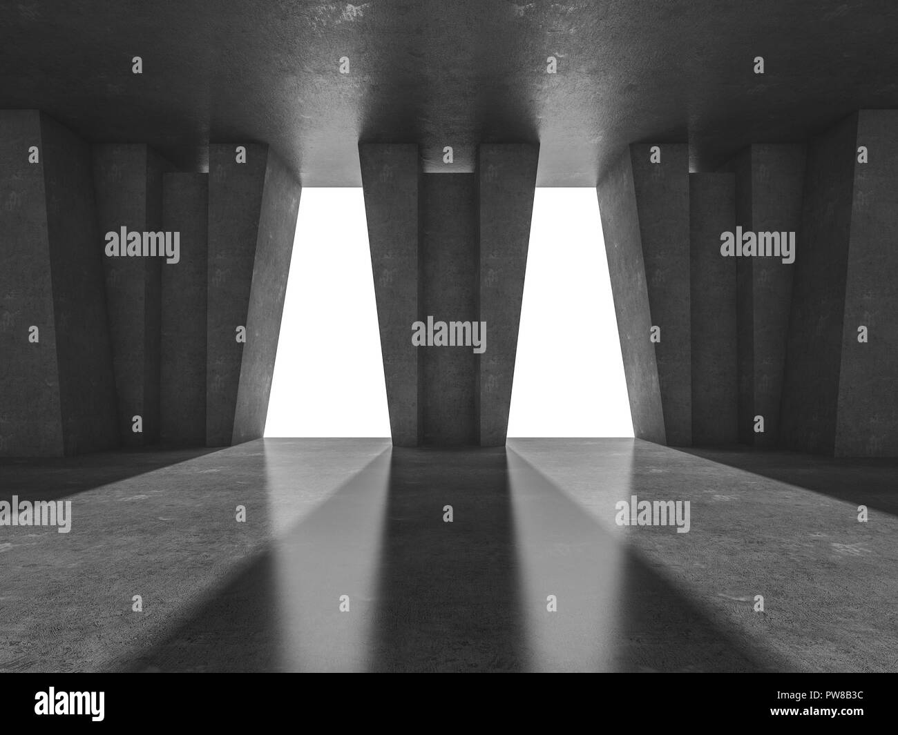 Abstract modern architecture background, empty open space interior. 3D ...
