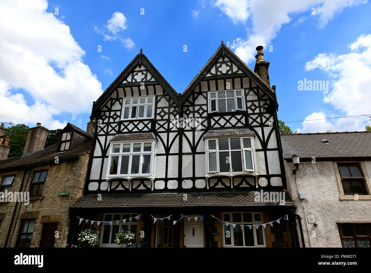 Three storey Tudor style houses in Tideswll Derbyshire Dales UK Stock Photo Alamy