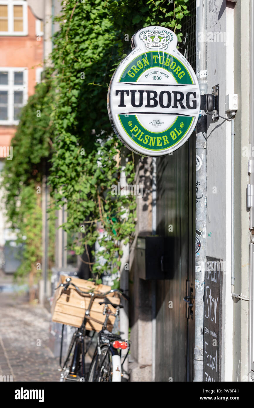 Tuborg beer sign on building; Copenhagen, Denmark Stock Photo