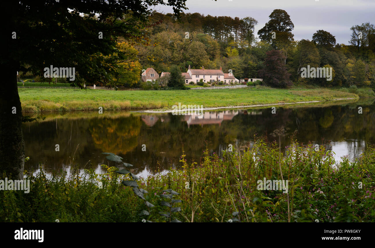 The Boathouse at Norham on the River Tweed Stock Photo
