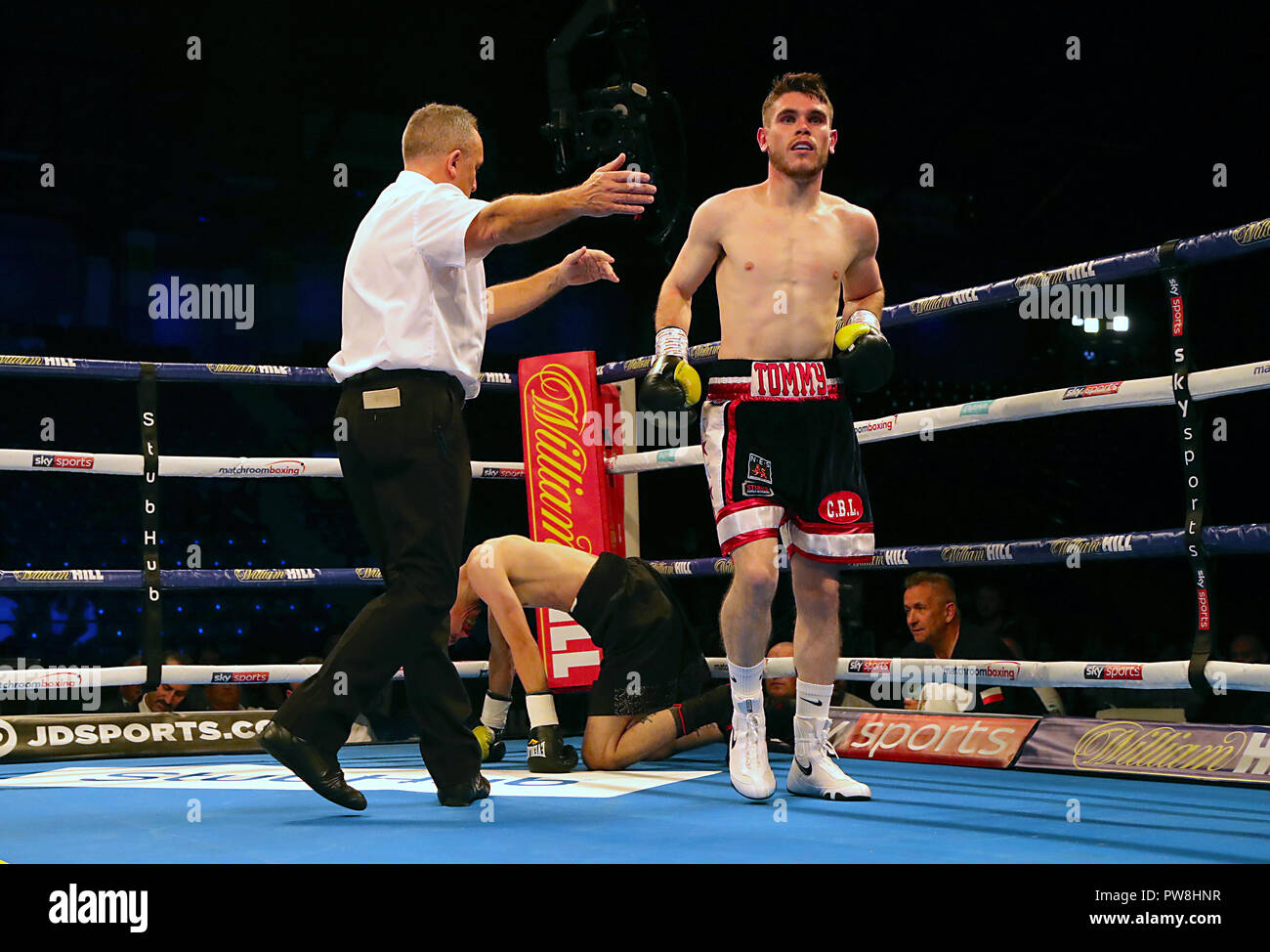 Thomas Ward (right) wins the Super-Bantamweight contest against Tom Tran at Metro Radio Arena, Newcastle. Stock Photo