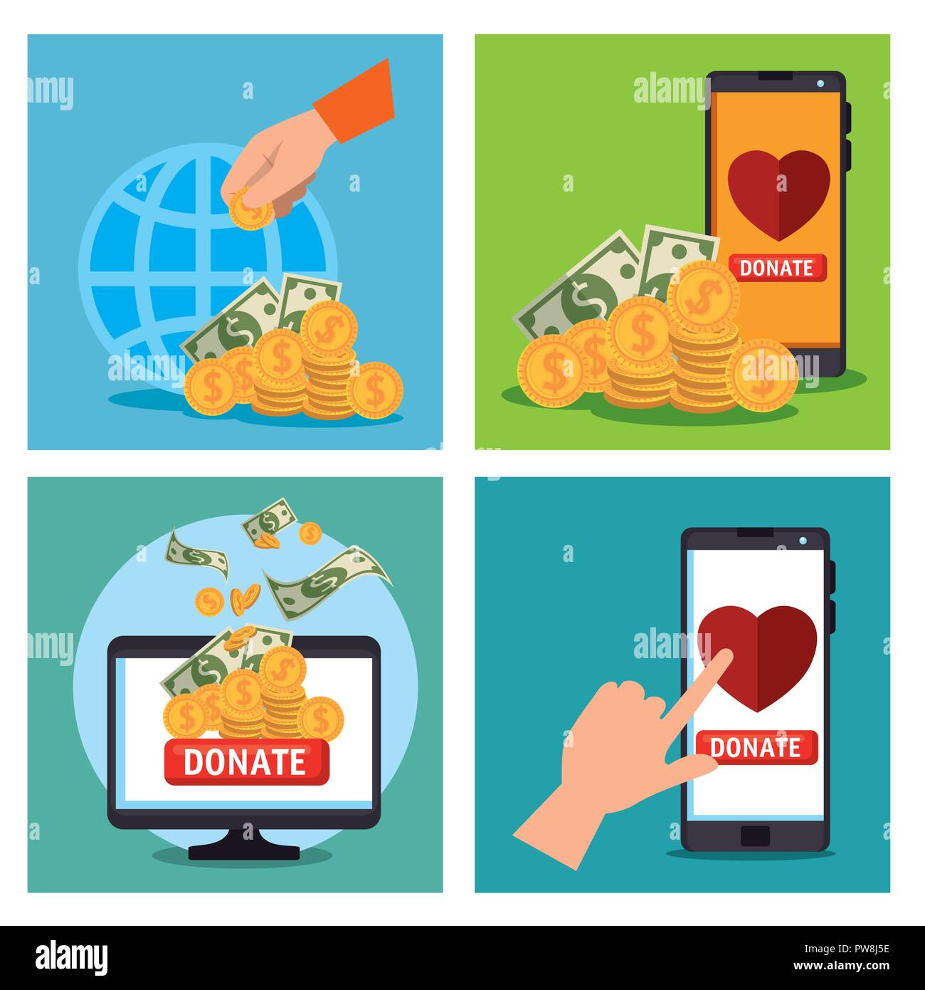charity donation set icons Stock Vector Image & Art - Alamy