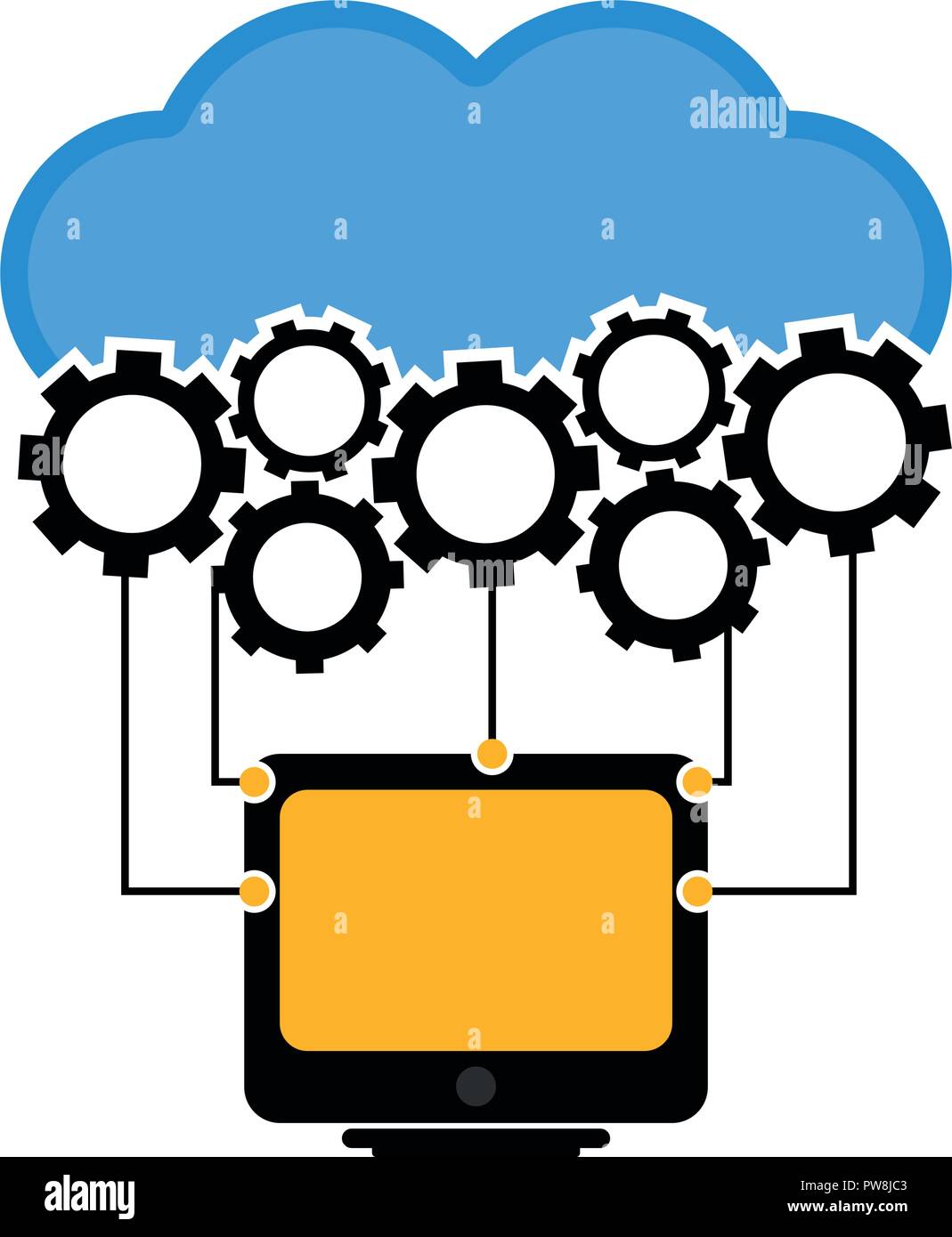 Computer connected to a cloud Stock Vector Image & Art - Alamy