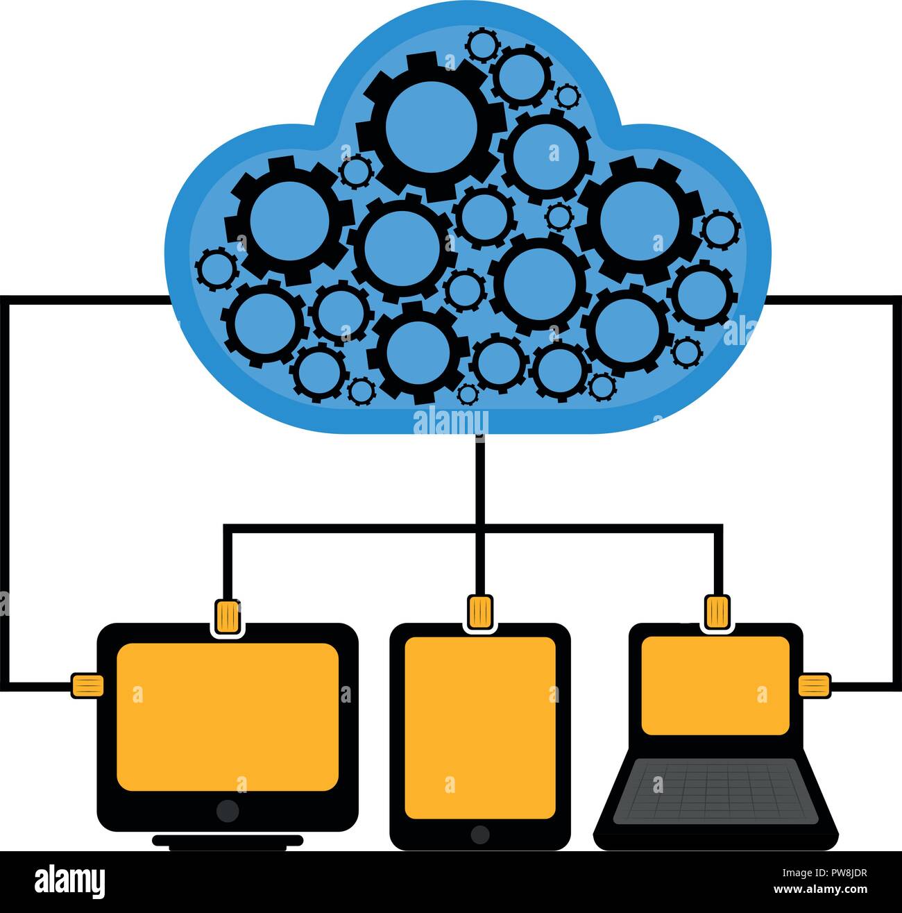 Different devices connected to cloud technology Stock Vector Image ...