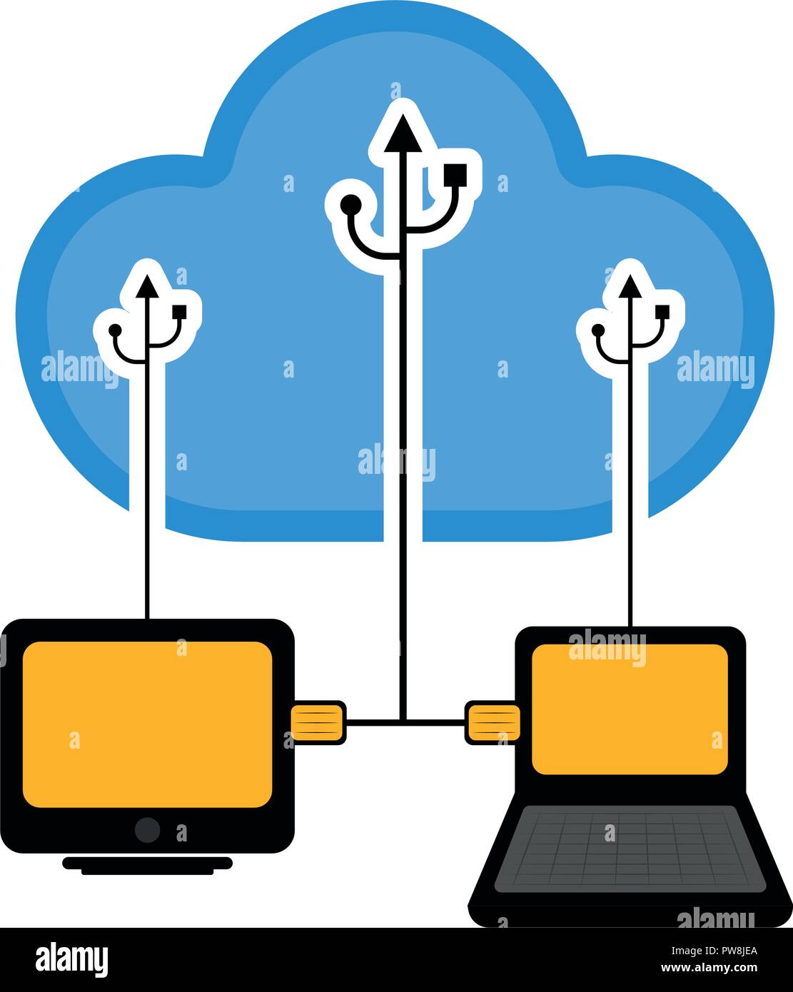 Computer and laptop connected to cloud technology Stock Vector Image ...
