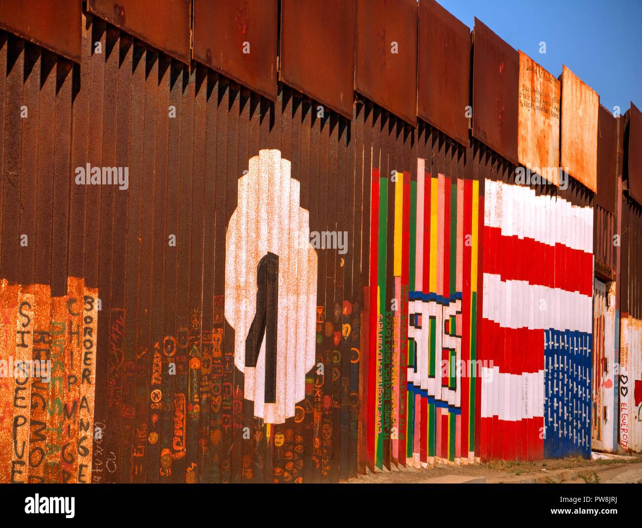 Tijuana, Mexico - September 3, 2015: Mexico-USA Border Fence Close to the Pacific Ocean at Tijuana, Mexico Stock Photo