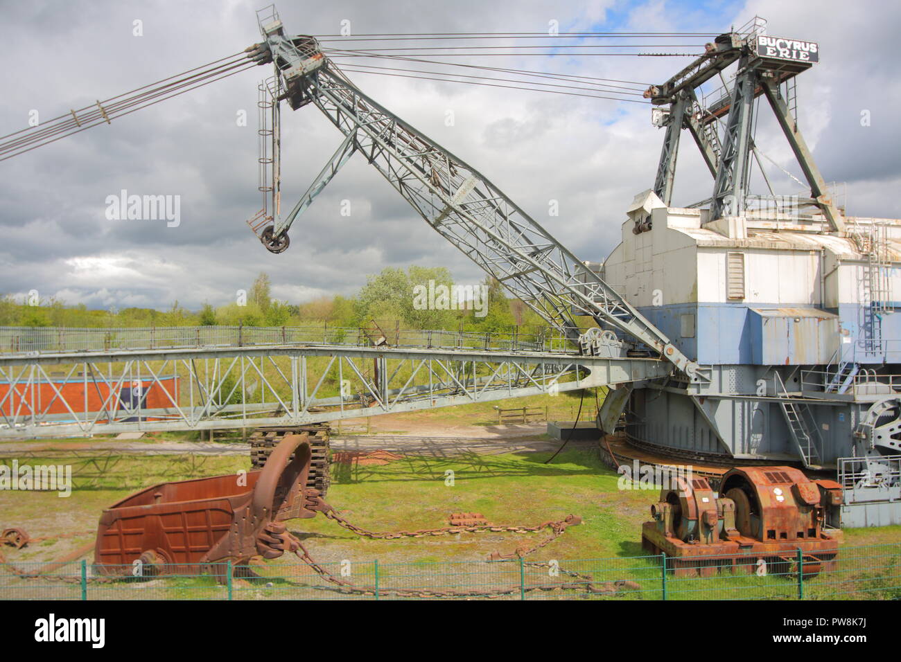 Bucyrus Erie 1150 Walking Dragline at the entrance of St Aidan's Nature Park Stock Photo