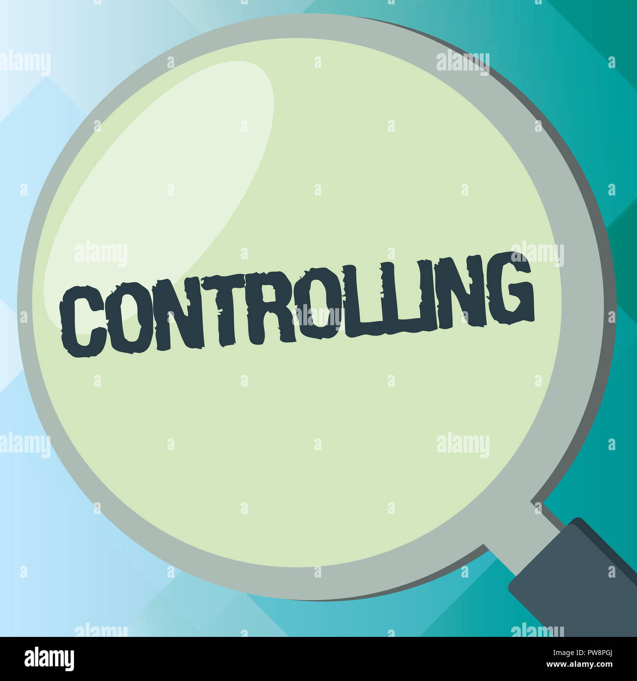 Handwriting text Controlling. Concept meaning Having the power to