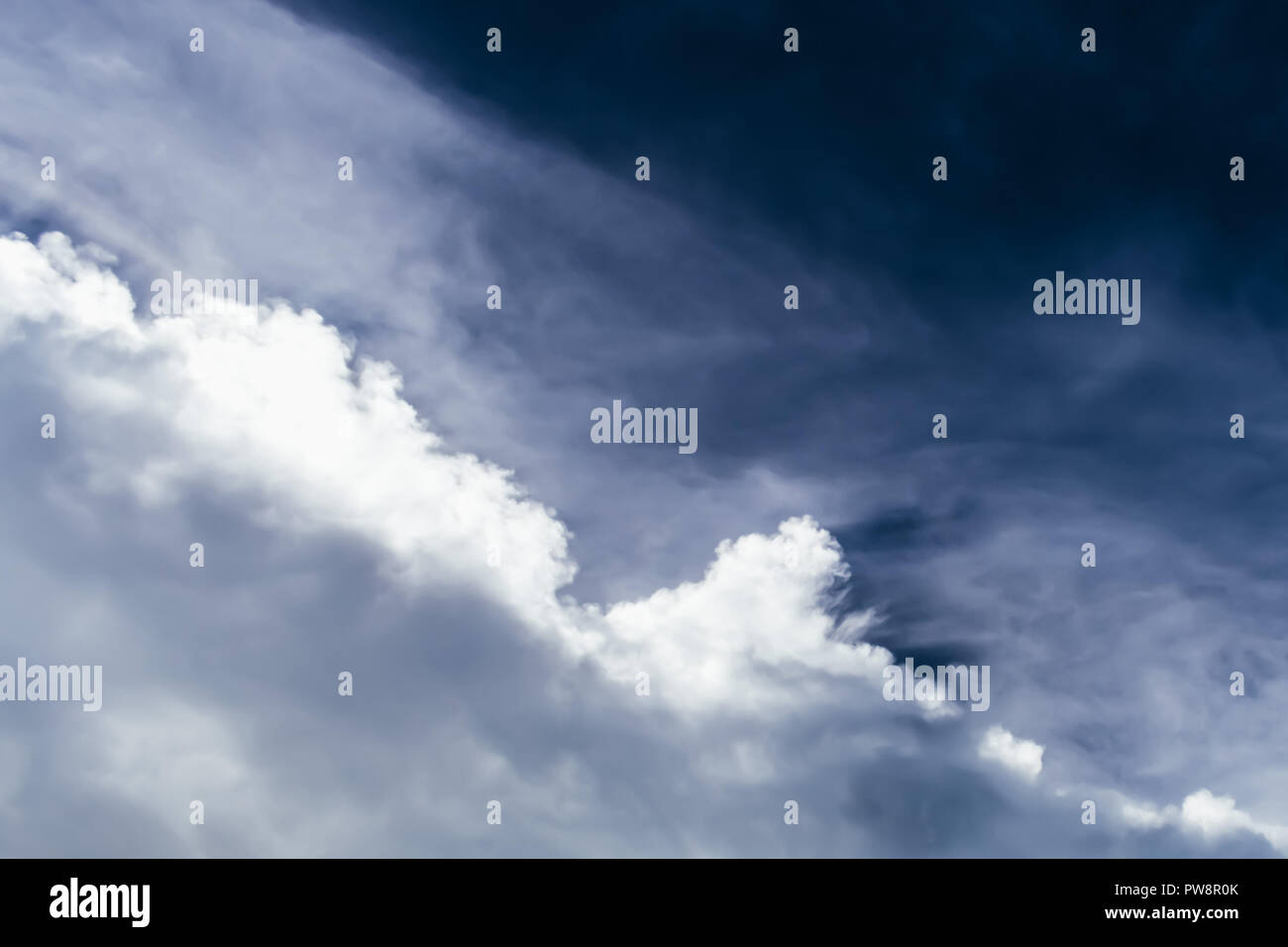 Dramatic cloud and sky landscape scene before rain. Beautiful nature background. Stock Photo