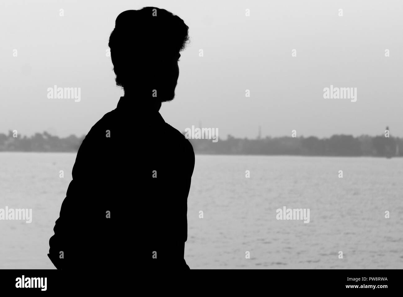 Thinking Man Silhouette Black And White Stock Photos Images Alamy