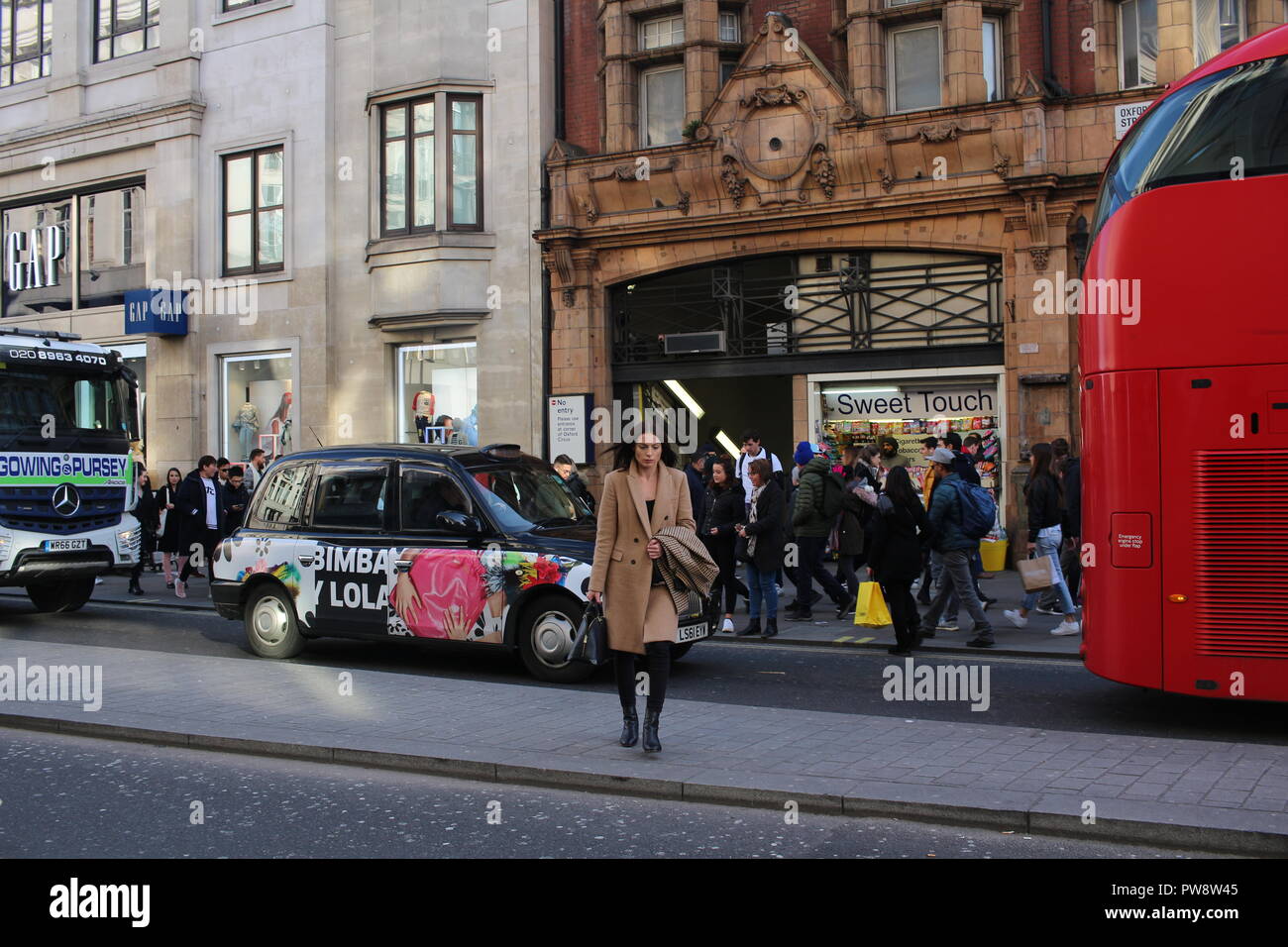 LONDON, UK February 16, 2018 Oxford Circus tube station building, on