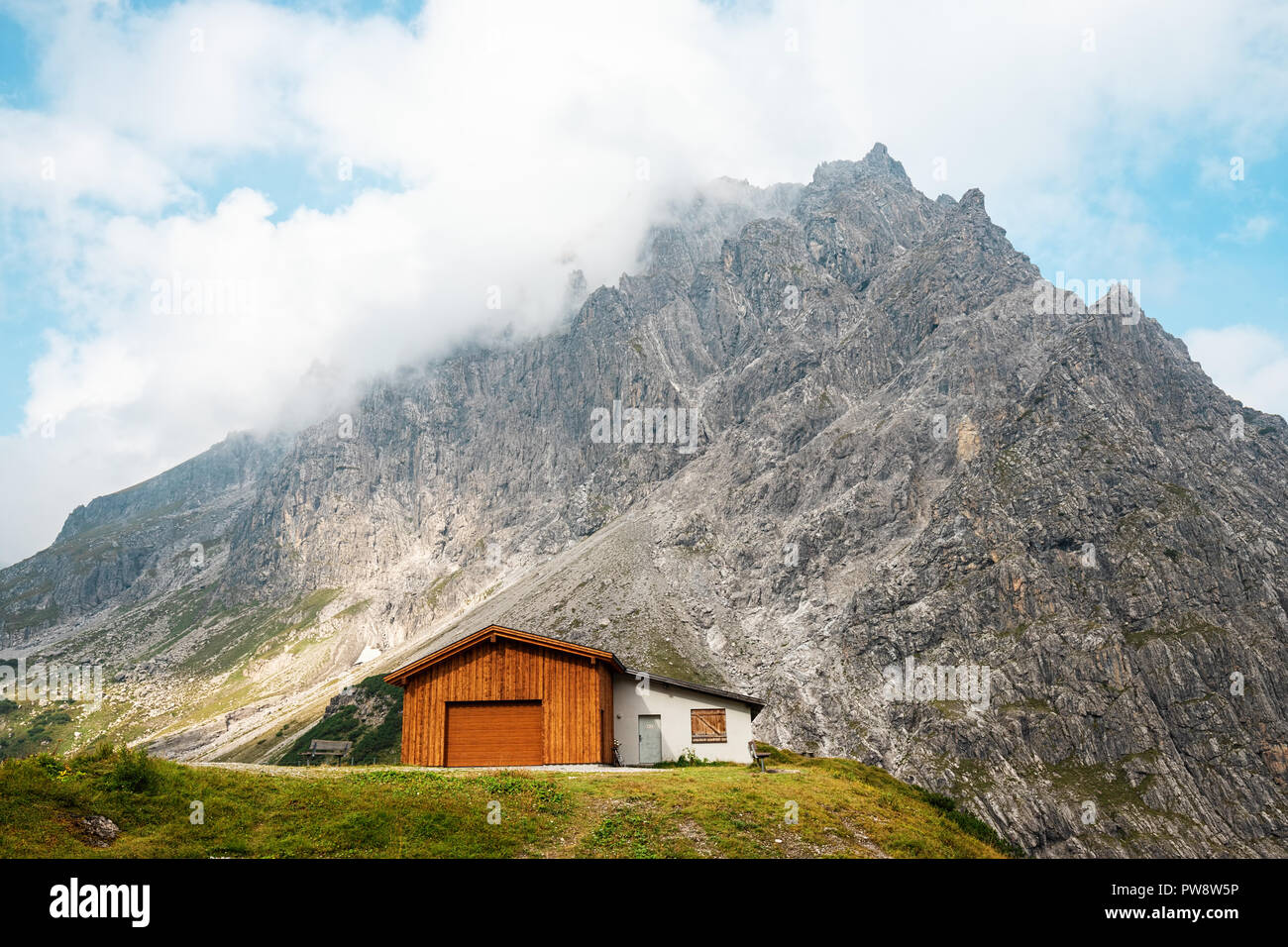 Beautiful Luenersee in the the Raetikon Mountains, Brandnertal, Vorarlberg, Austria Stock Photo