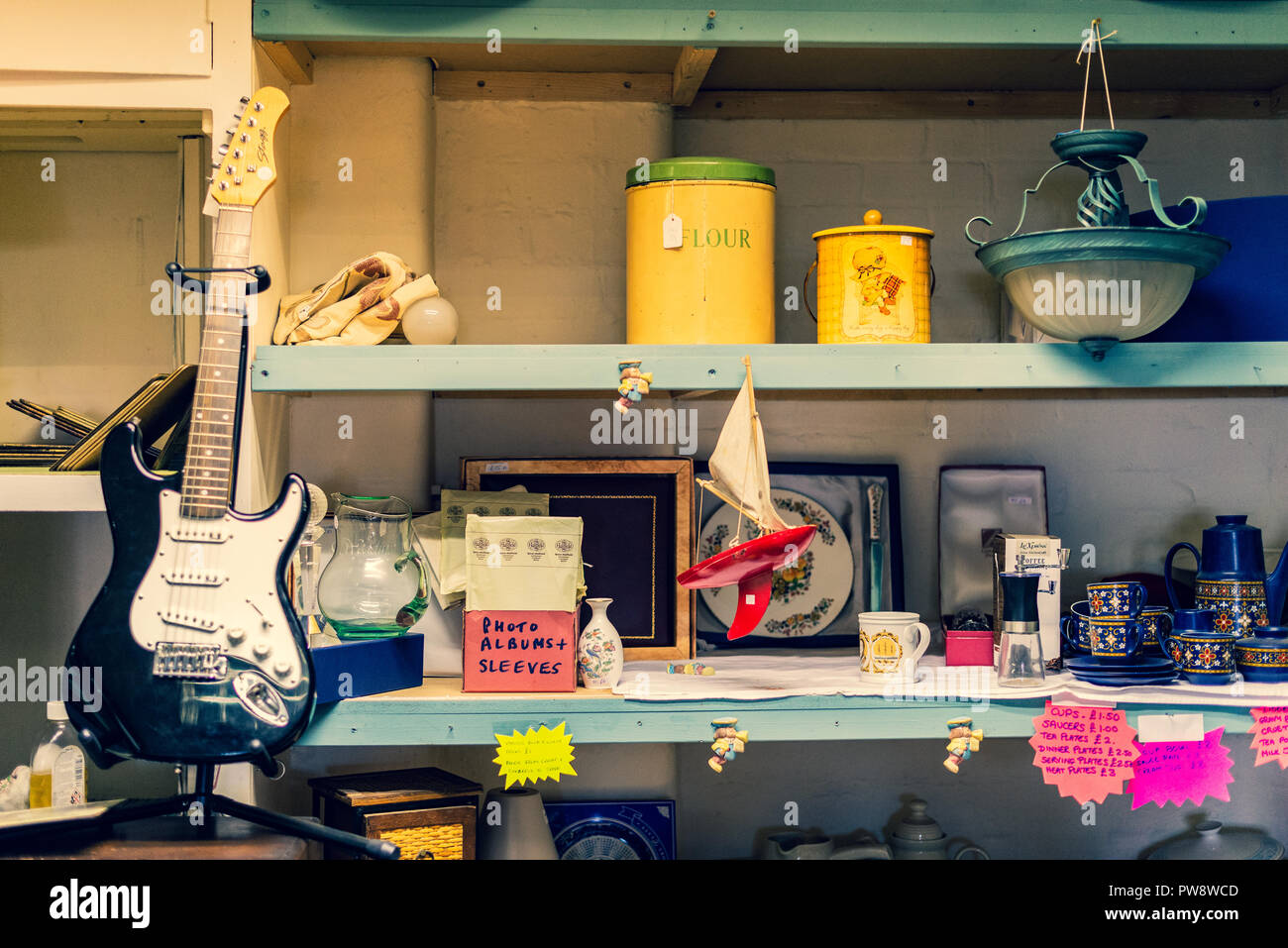 A collection of Antiques for sale at an antique store in Sheffield Stock Photo