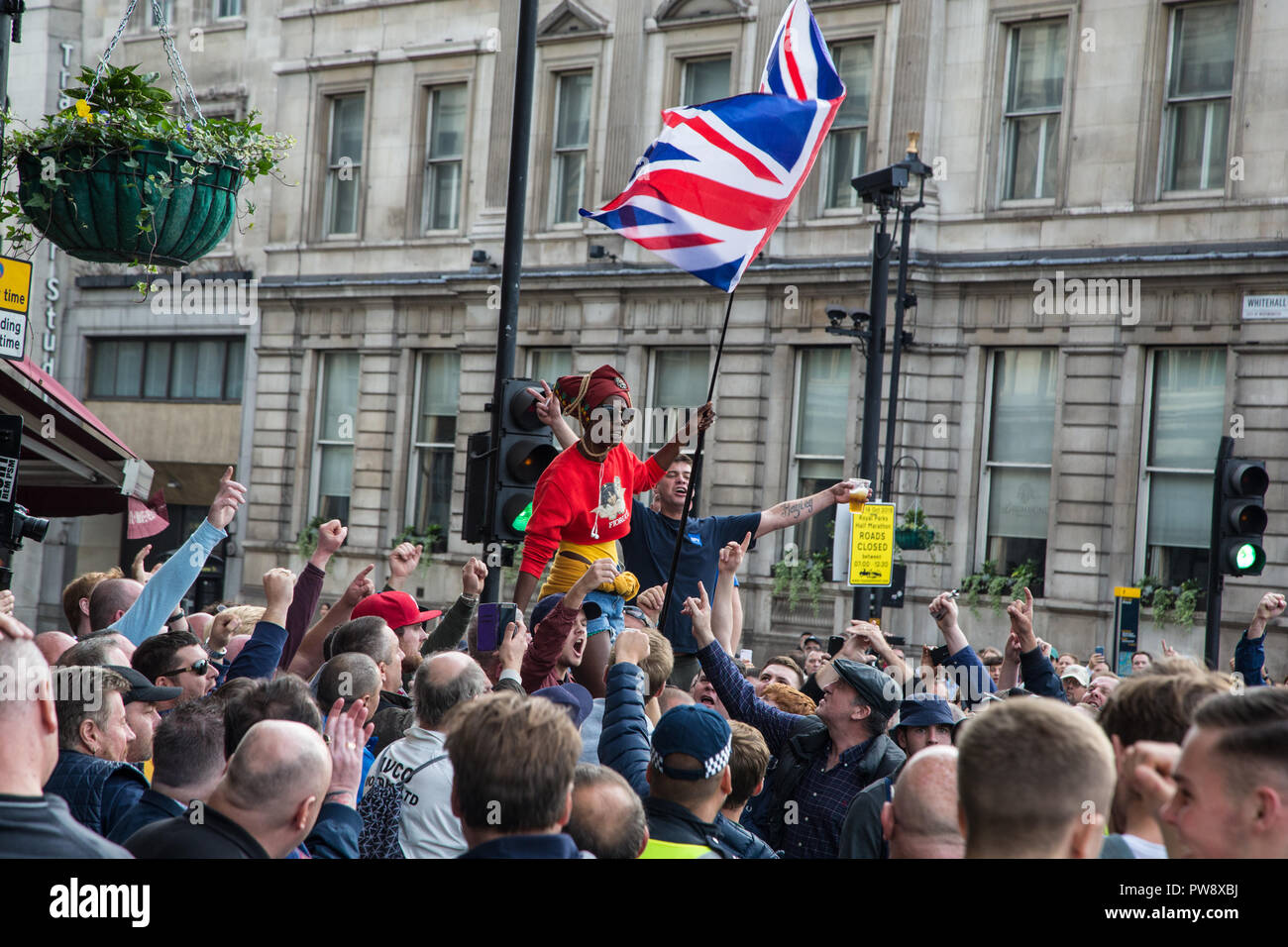 London UK 13th October 2018 Supporters of the DFLA (Democratic Football Lads Alliance) marching through central London. Credit: Thabo Jaiyesimi/Alamy Live News Stock Photo