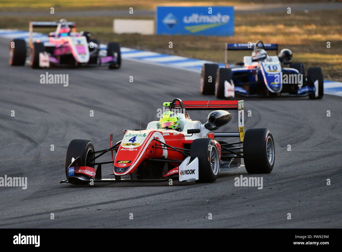 Hockenheim, Deutschland. 13th Oct, 2018. Mick SCHUMACHER (GER, PREMA Theodore Racing) action in his race car, FIA Formula 3 European Championships, Formula 3, at the Hockenheimring on 13.10.2018. | usage worldwide Credit: dpa/Alamy Live News Stock Photo