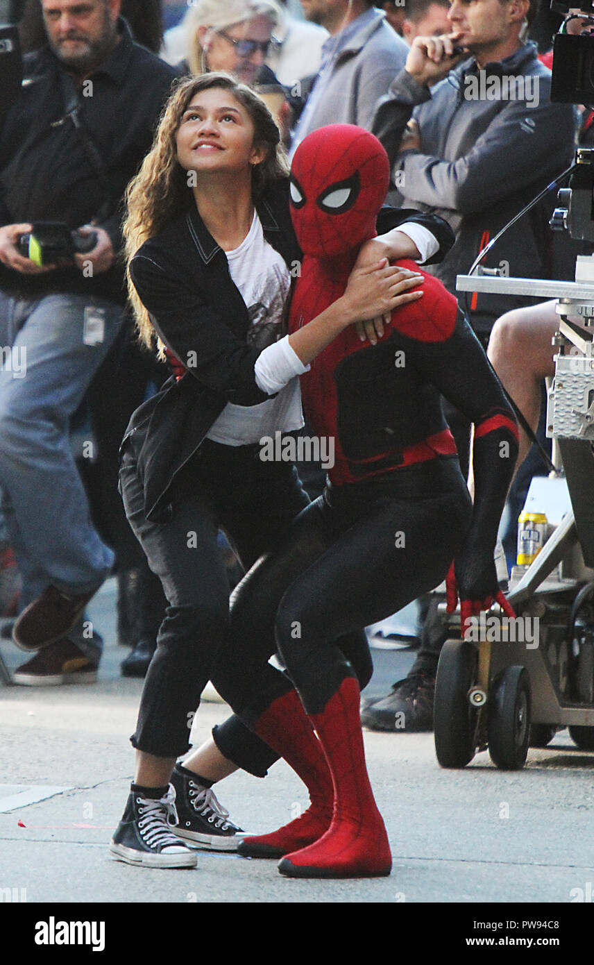 October 12, 2018 Tom Holland, Zendaya filiming Spider-Man: Far From