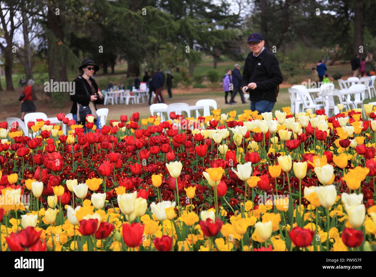 canberra, australia. 14th oct, 2018. people visit floriade, an