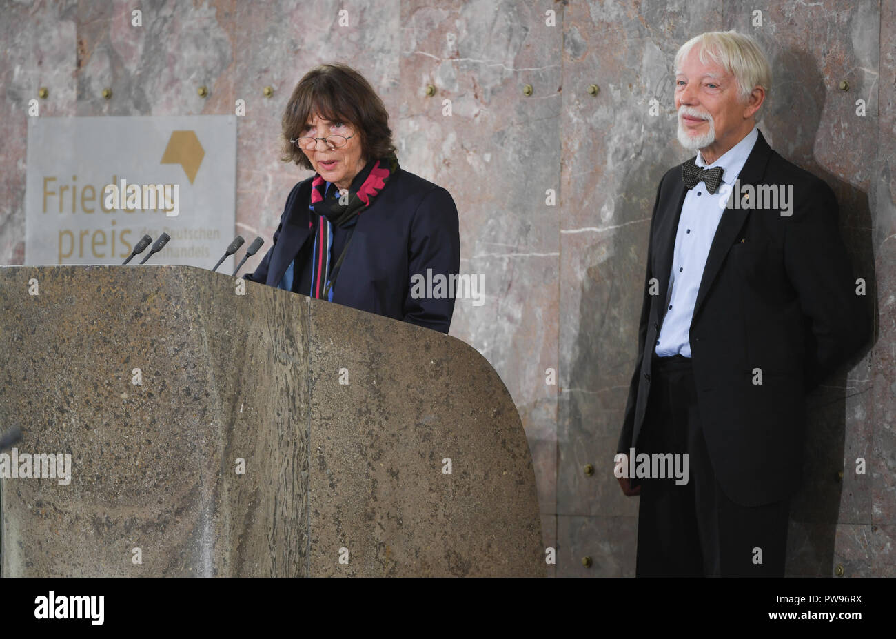 14 October 2018 Hessen Frankfurt Main Aleida And Jan Assmann Give Their Acceptance Speech At The Peace Prize Of The German Book Trade In The Paulskirche In Frankfurt The Two Scientists Were