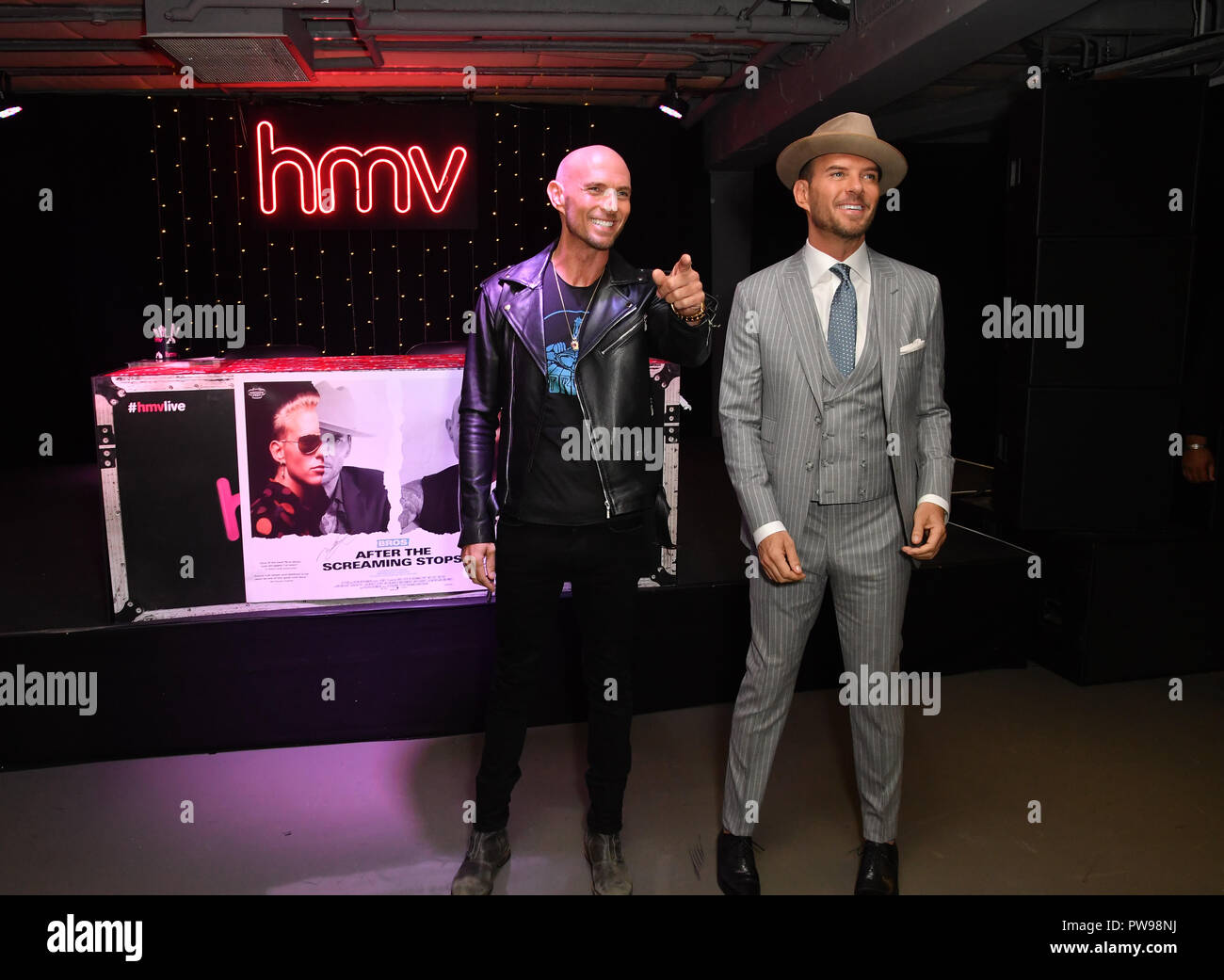 London, UK. 14 October 2018. Iconic 80’s band Bros celebrating the DVD release of their documentary ‘Bros: After The Screaming Stops’ with an exclusive signing event held at hmv’s flagship 363 Oxford Street store this coming Sunday 14th October 2018. Credit: Picture Capital/Alamy Live News Stock Photo