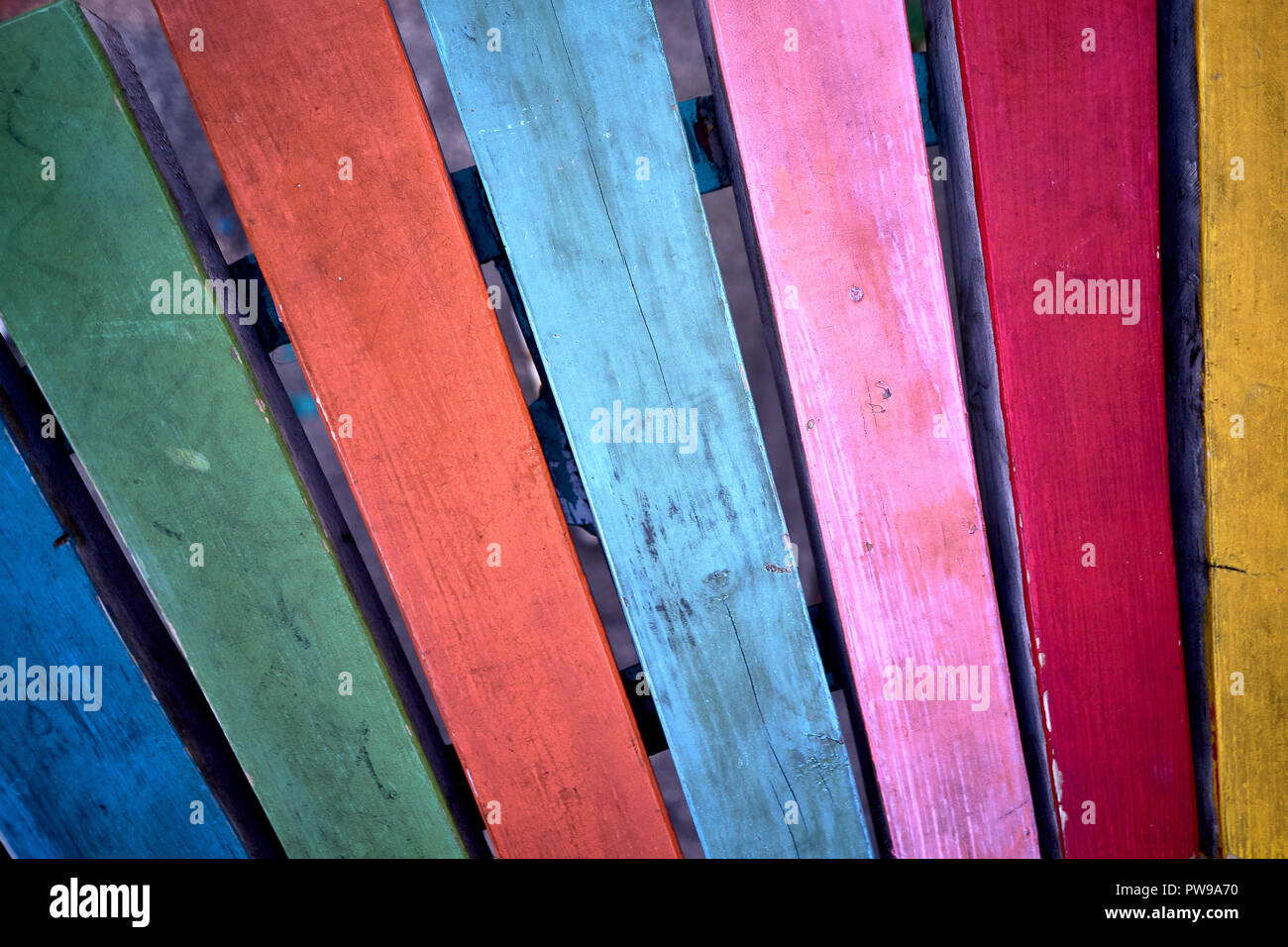colored wooden planks Stock Photo