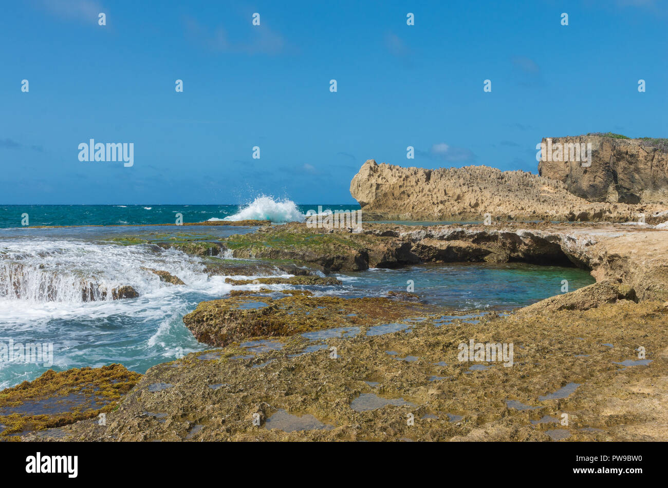 seascape of punta las tunas at cueva del indio along puerto rico’s north coast Stock Photo