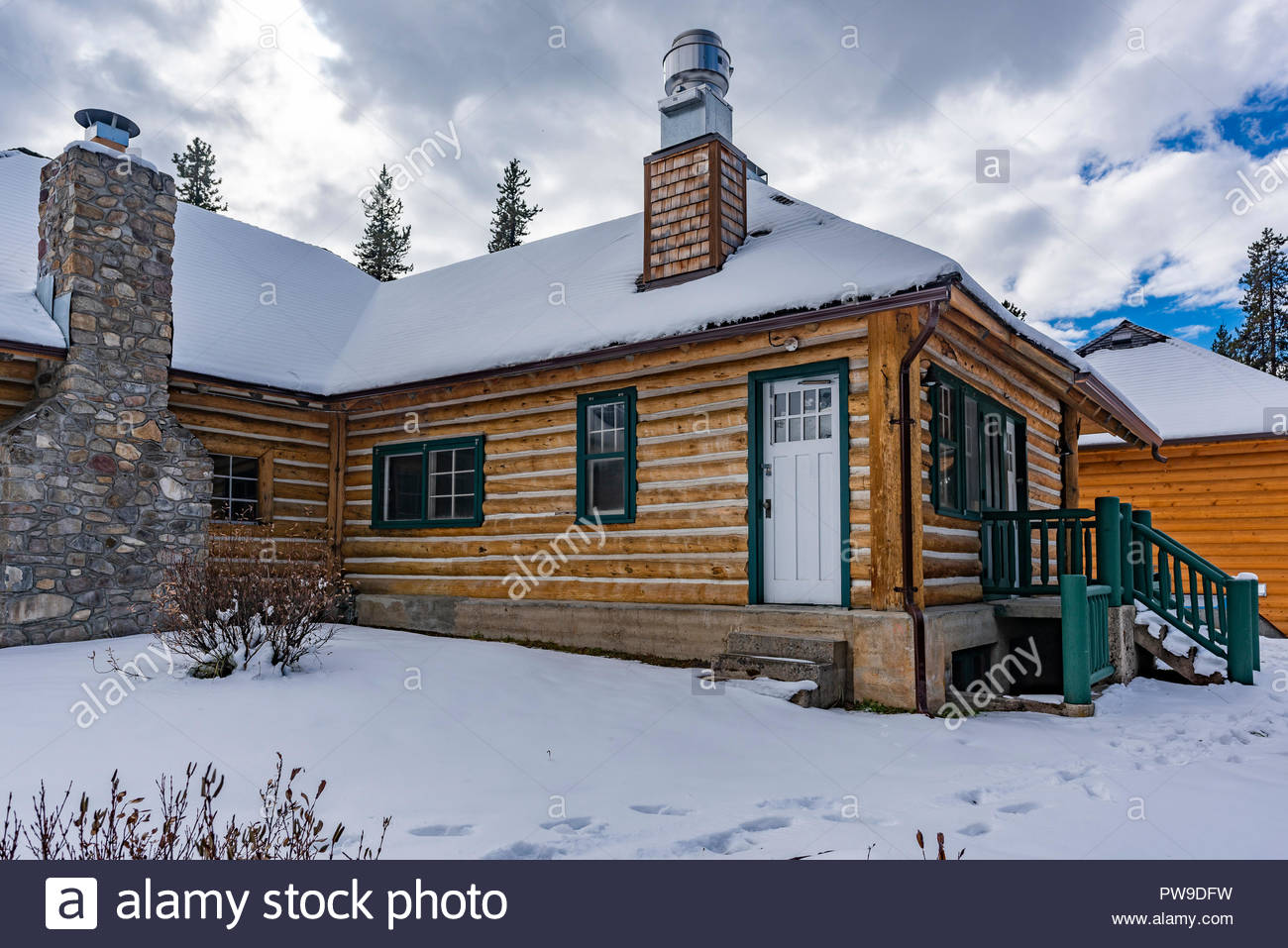 Maligne Lake Chalet Jasper National Park Alberta Canada Stock