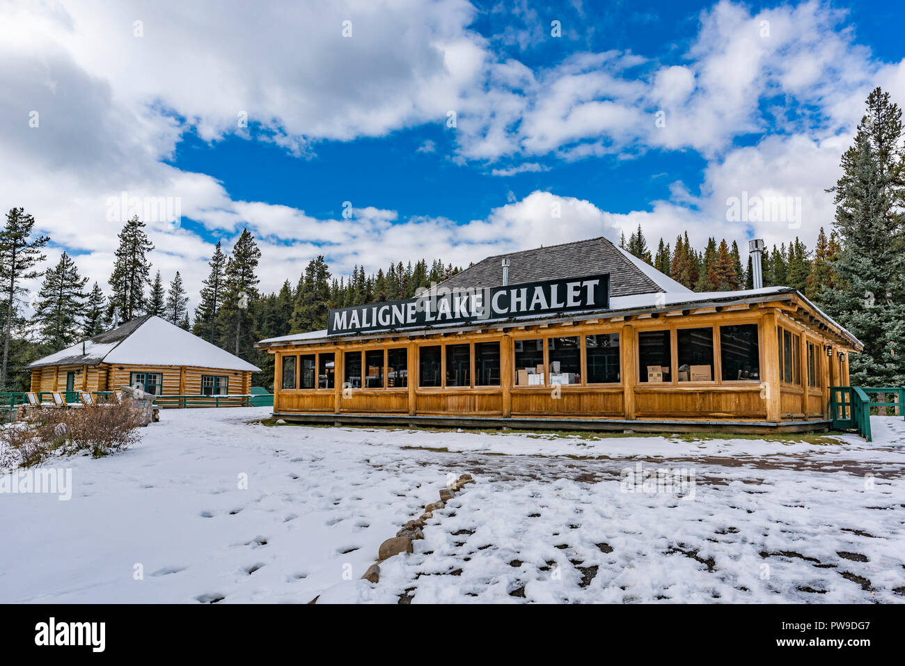 Maligne Lake Chalet Jasper National Park Alberta Canada Stock