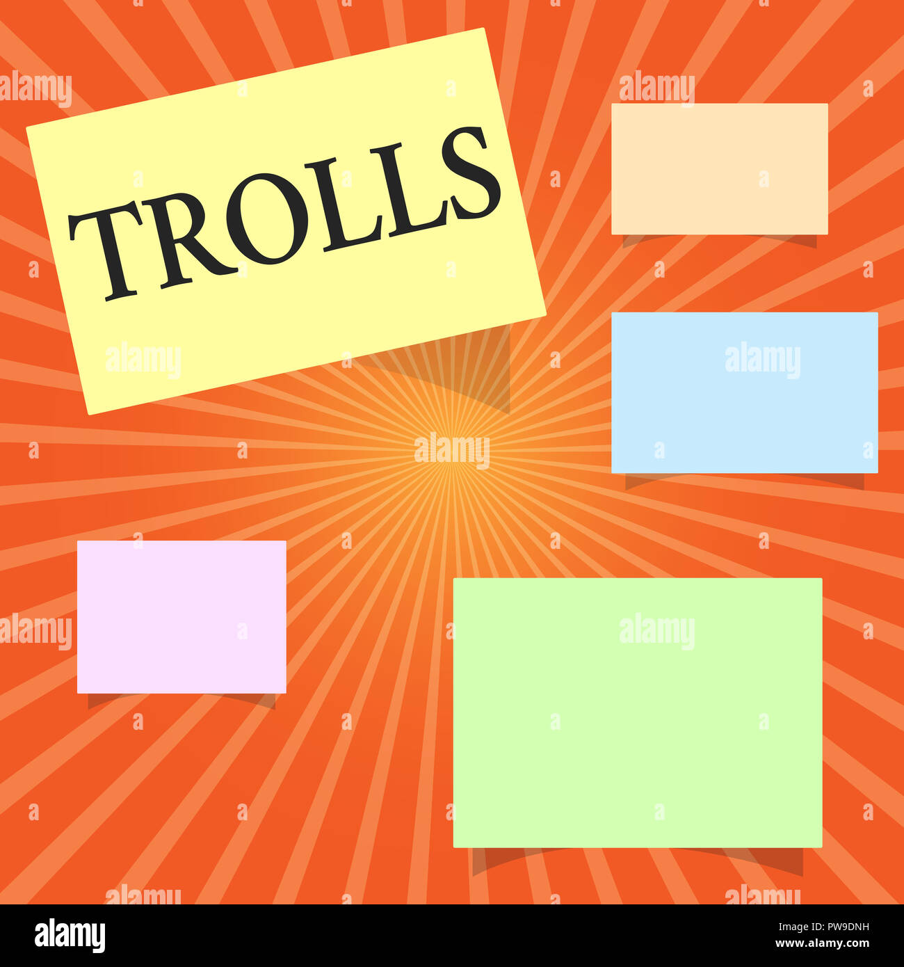 Sign displaying Trolls. Concept meaning Internet slang troll person who  starts upsets people on Internet Stock Photo - Alamy