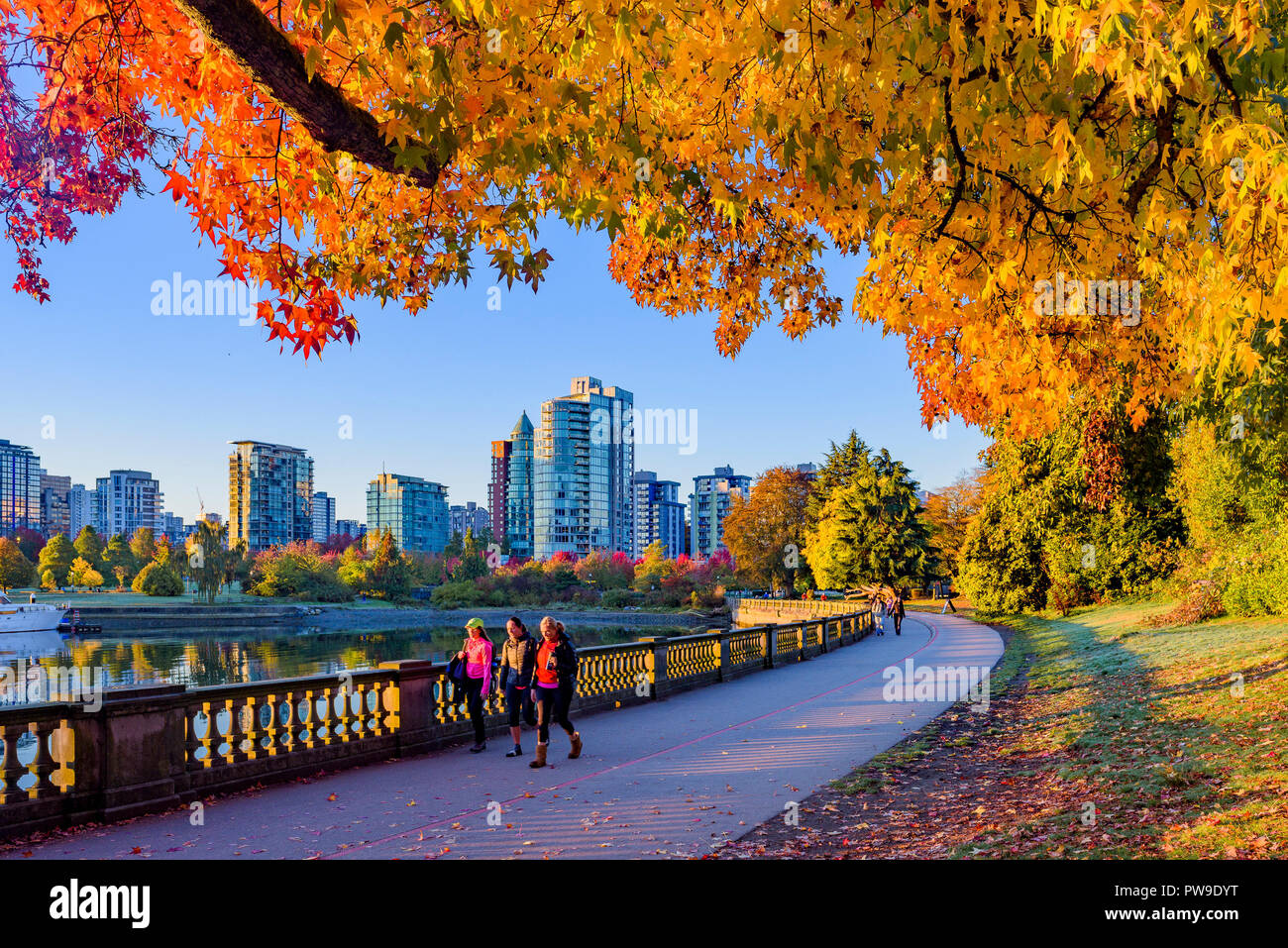Stanley Park seawall, autumn, Vancouver, British Columbia, Canada Stock Photo