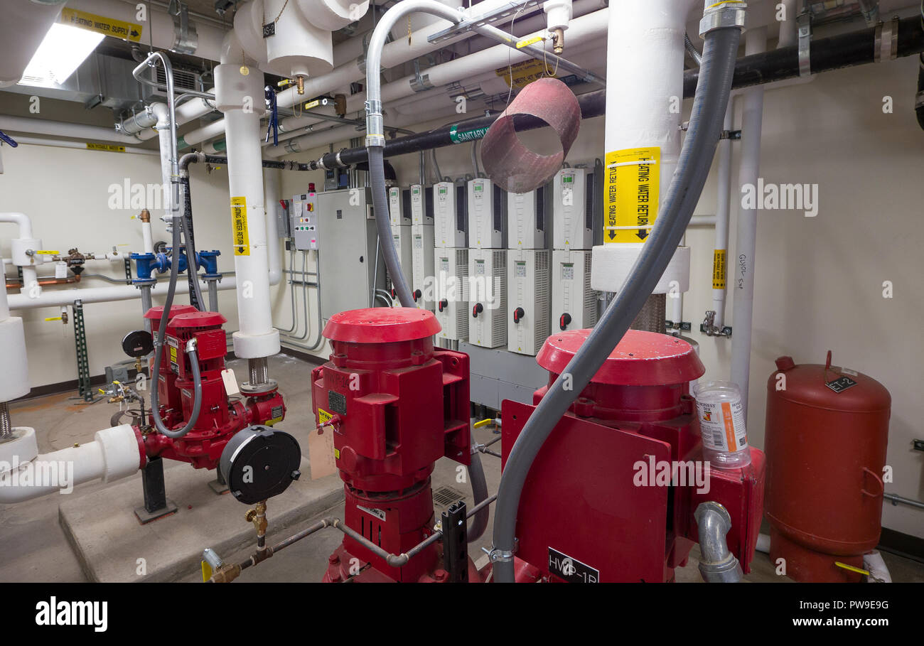 Heating and cooling system in a modern commercial building infrastructure Stock Photo