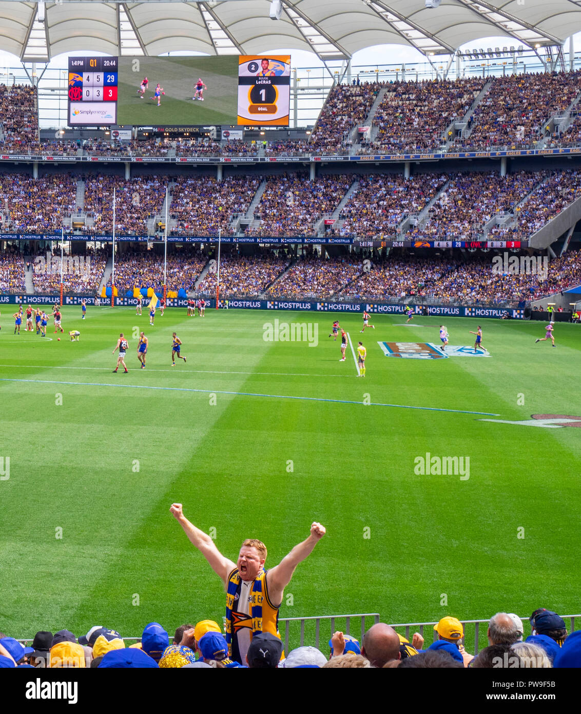 West Coast Eagles Football Club member fan and supporter with arms in