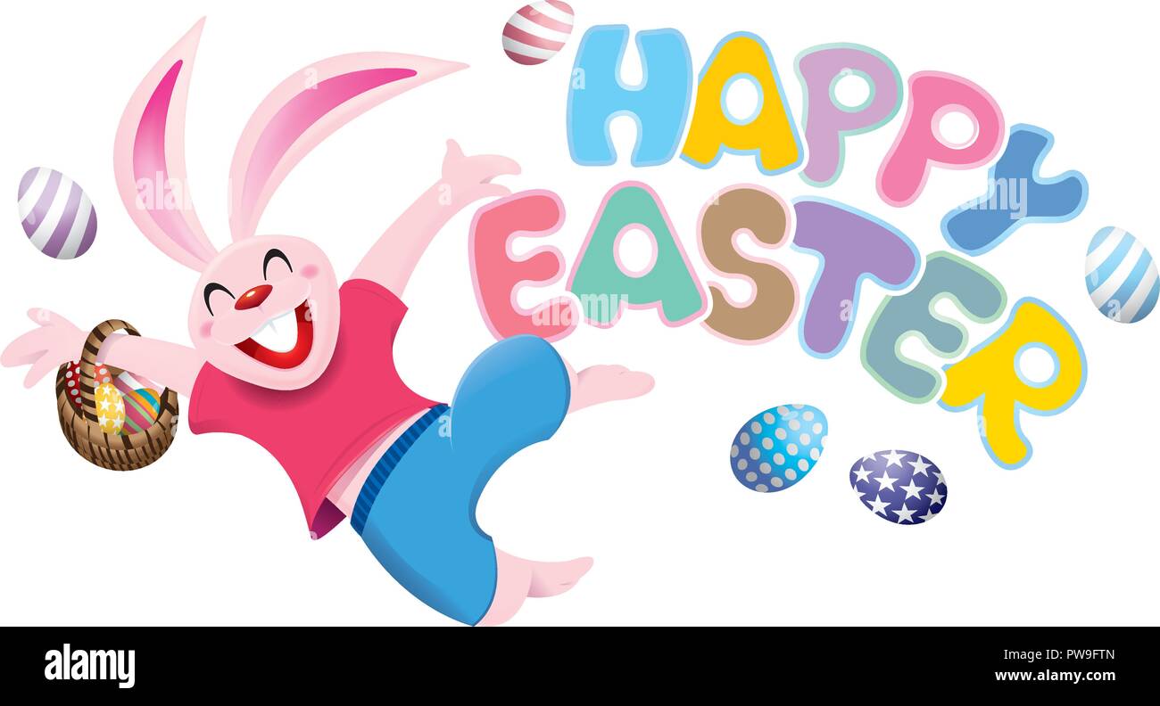 Easter day vector with a cute rabbit. Isolated. Stock Vector