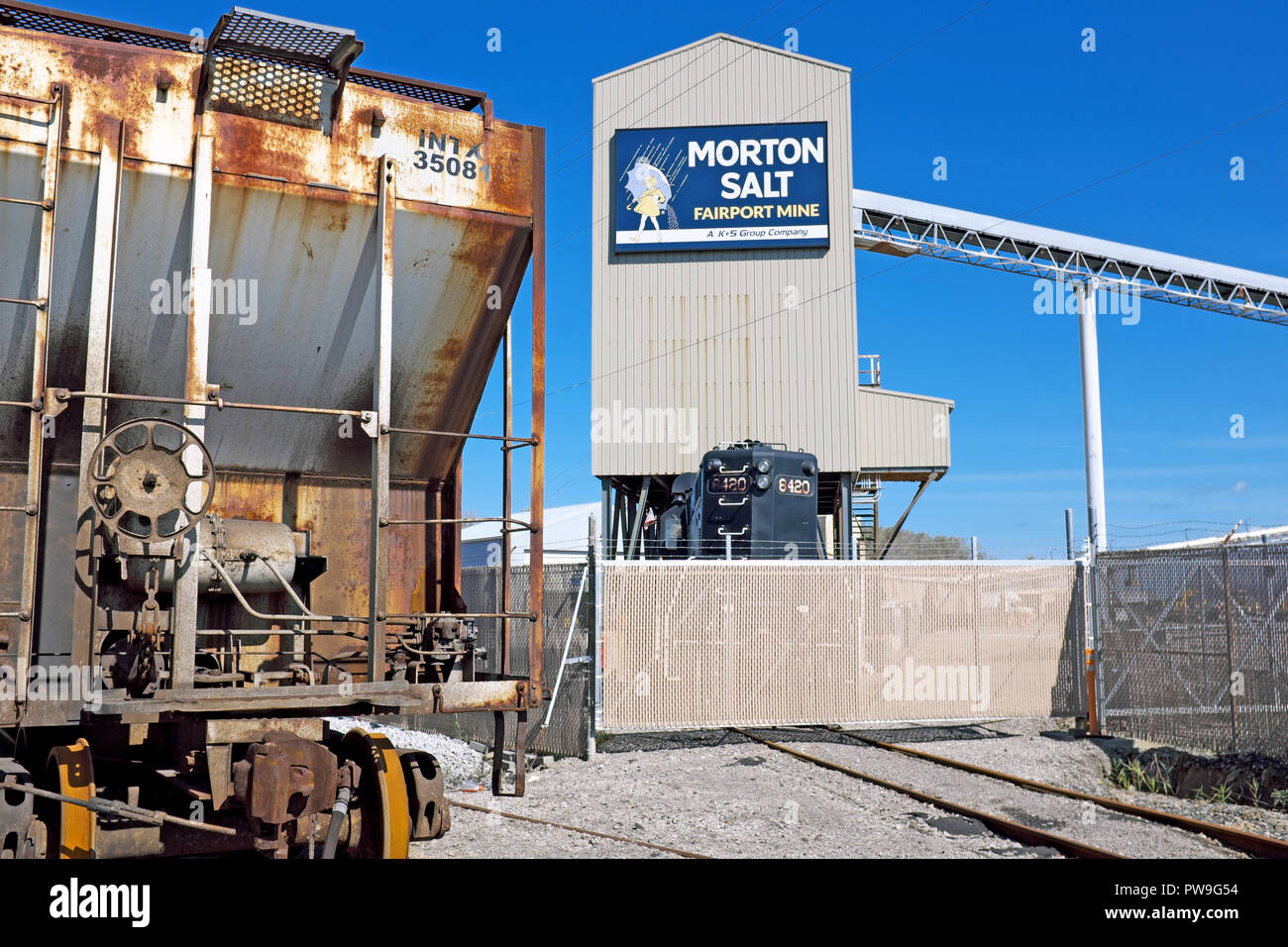 Morton Salt production facility in Fairport Harbor, Ohio, USA. Stock Photo