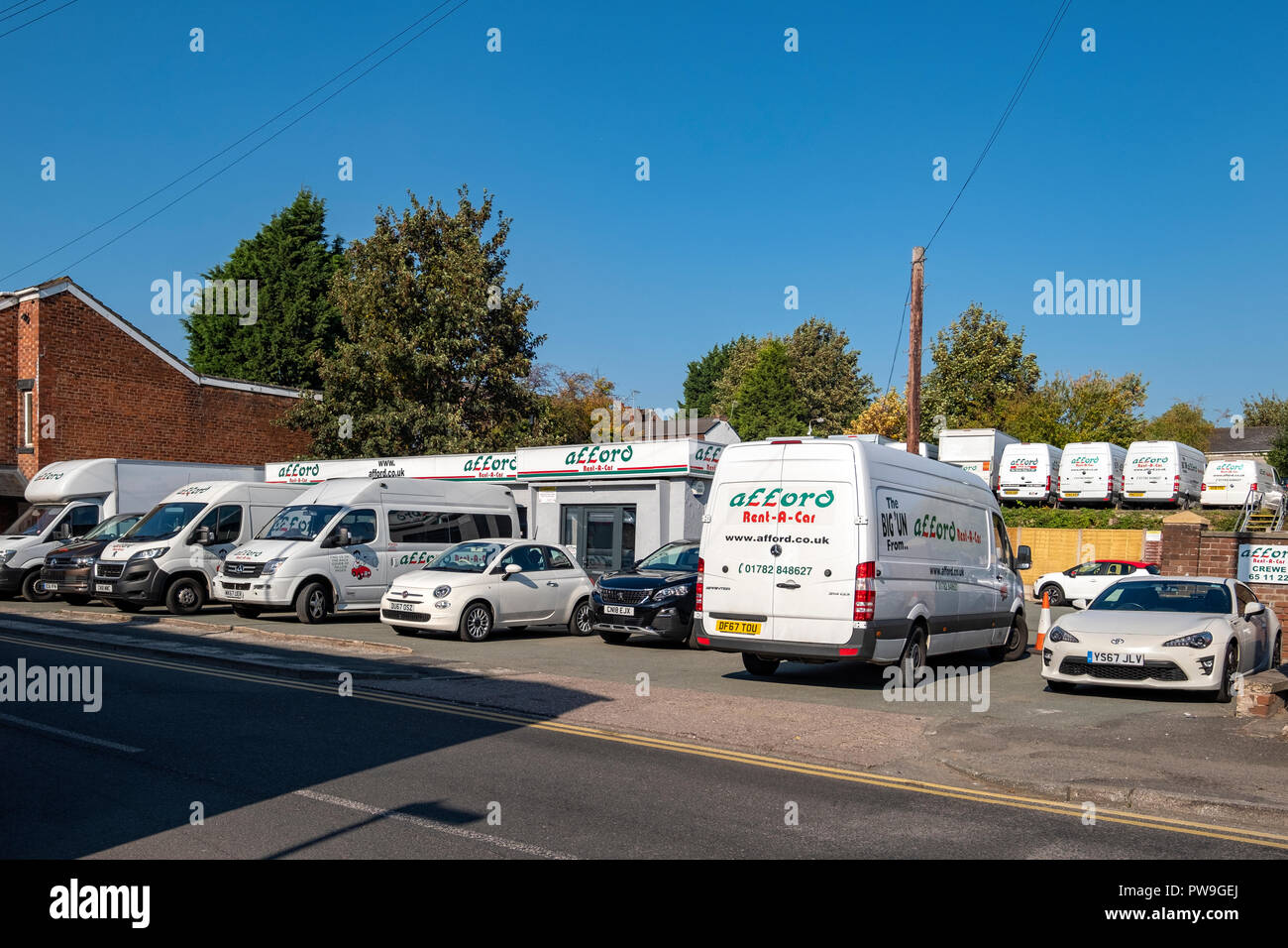 Afford rent-a-car depot in Crewe Cheshire UK Stock Photo